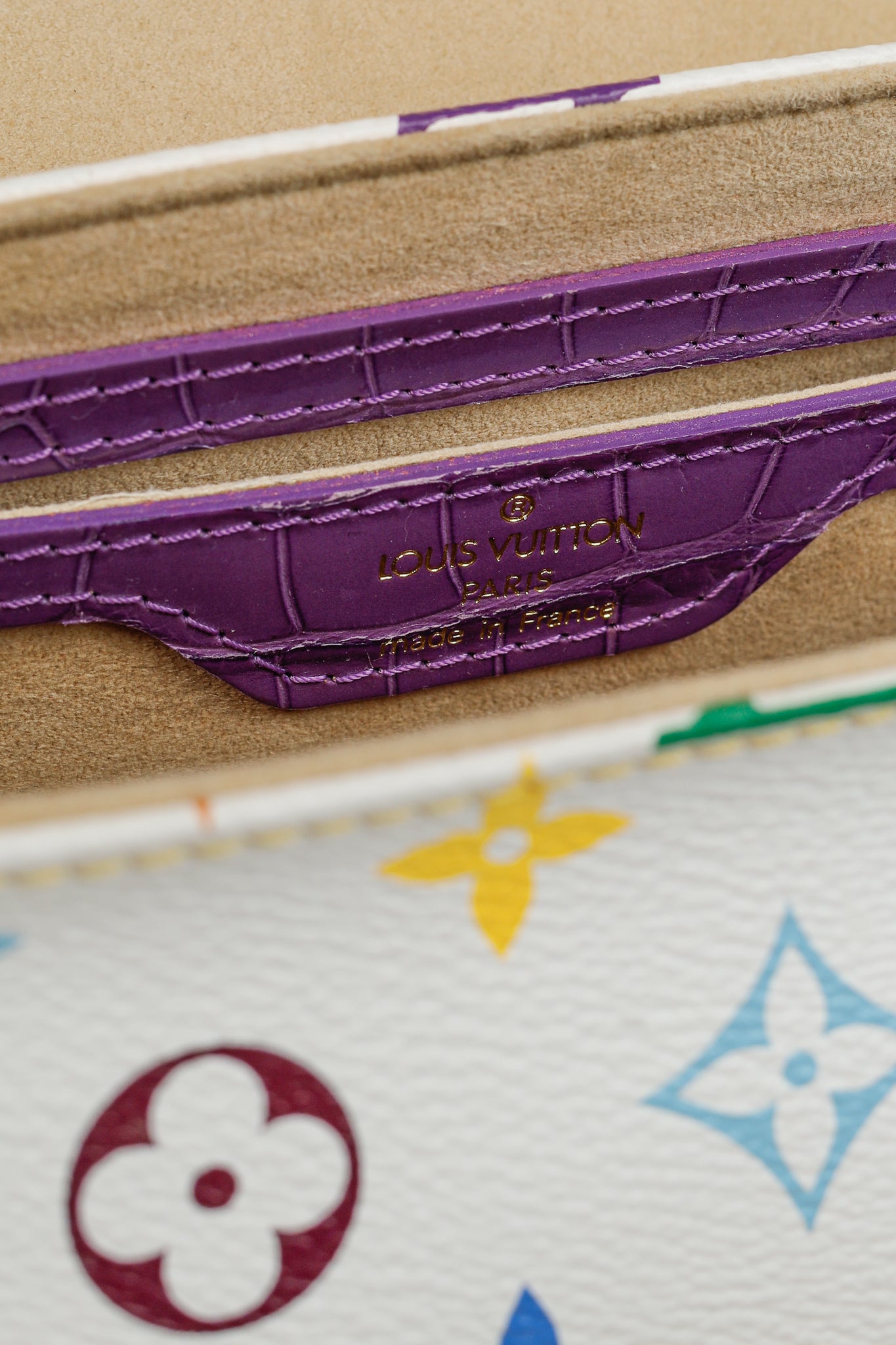 Louis Vuitton x Takashi Murakami Marilyn White Multicolore Purple Crocodile Bag