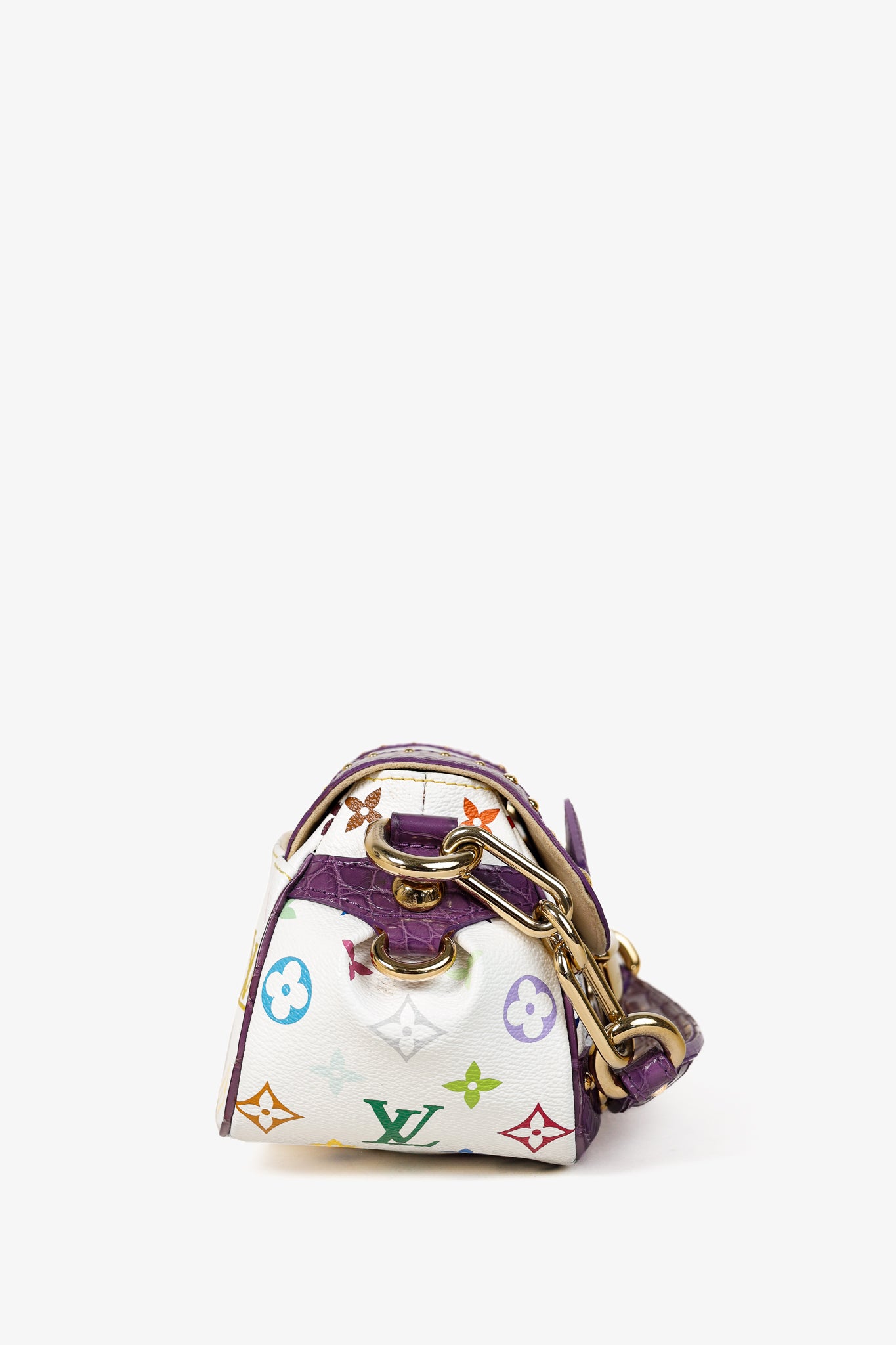 Louis Vuitton x Takashi Murakami Marilyn White Multicolore Purple Crocodile Bag