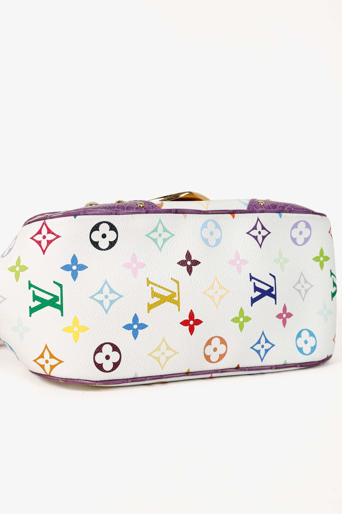 Louis Vuitton x Takashi Murakami Marilyn White Multicolore Purple Crocodile Bag