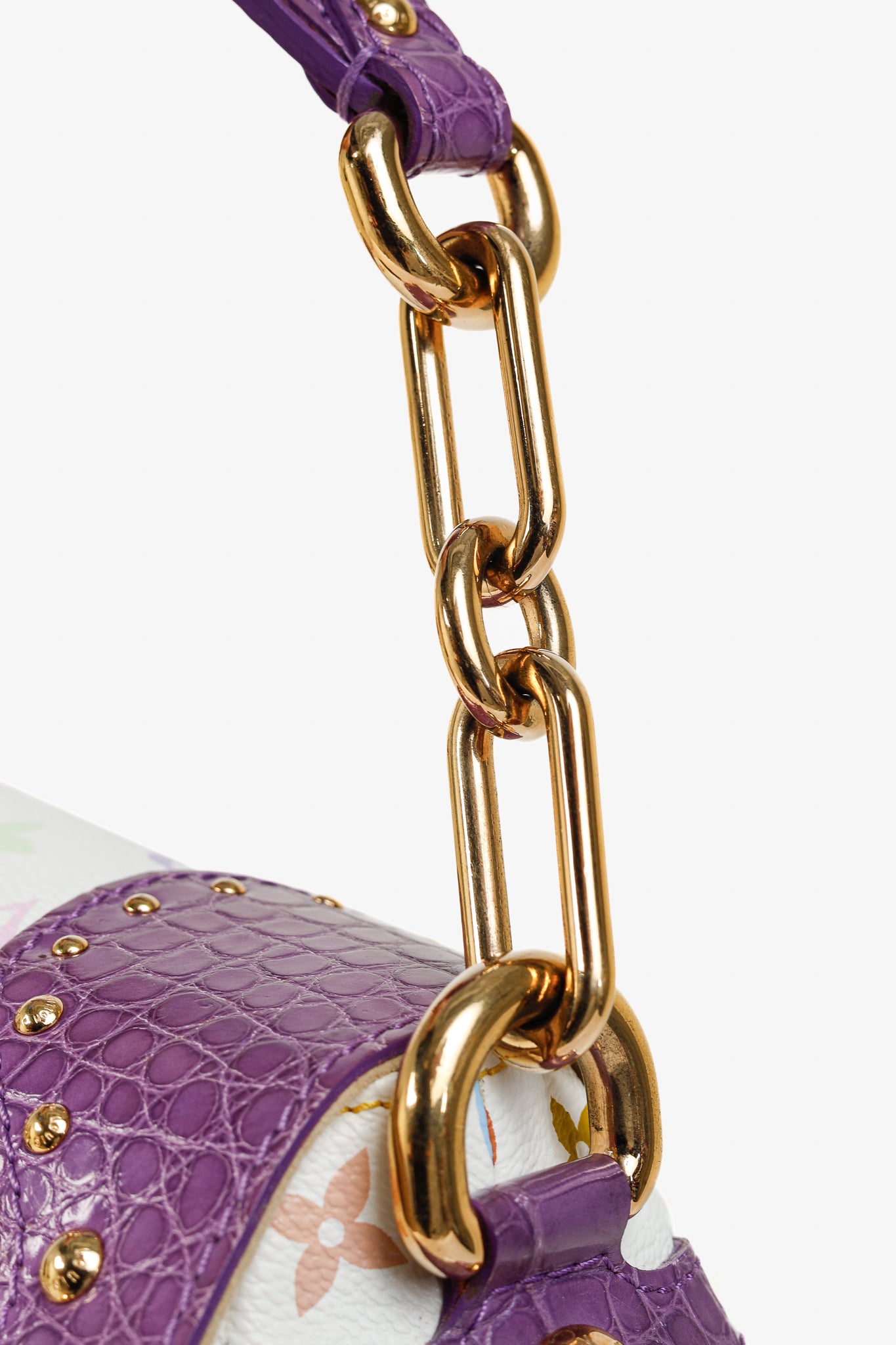 Louis Vuitton x Takashi Murakami Marilyn White Multicolore Purple Crocodile Bag