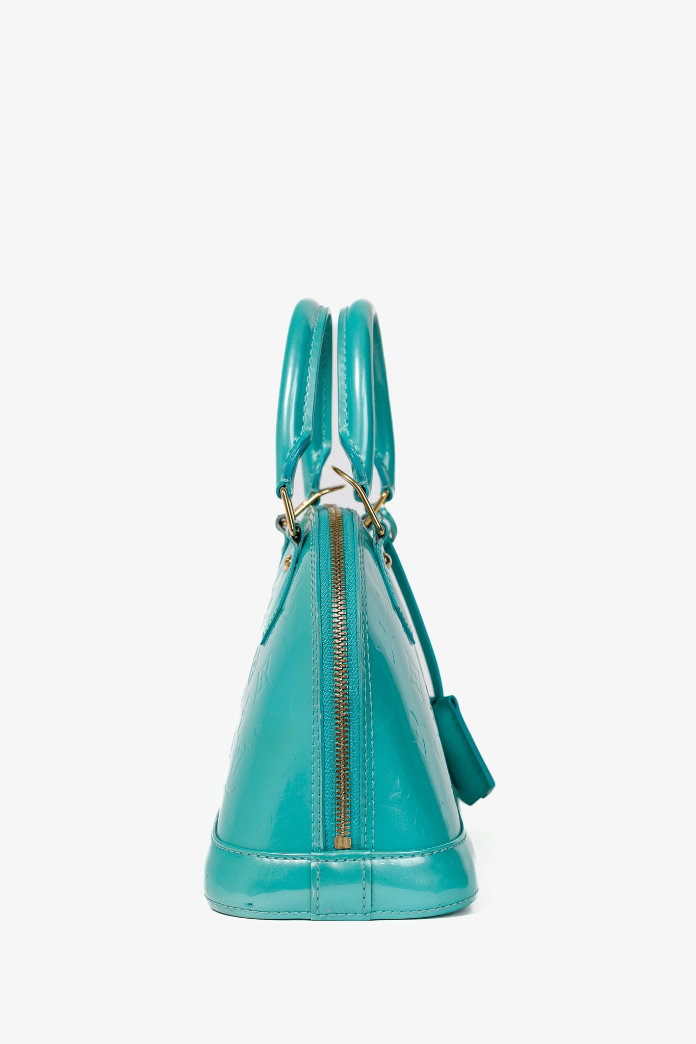 Louis Vuitton Alma BB Turquoise Monogram Vernis Tote