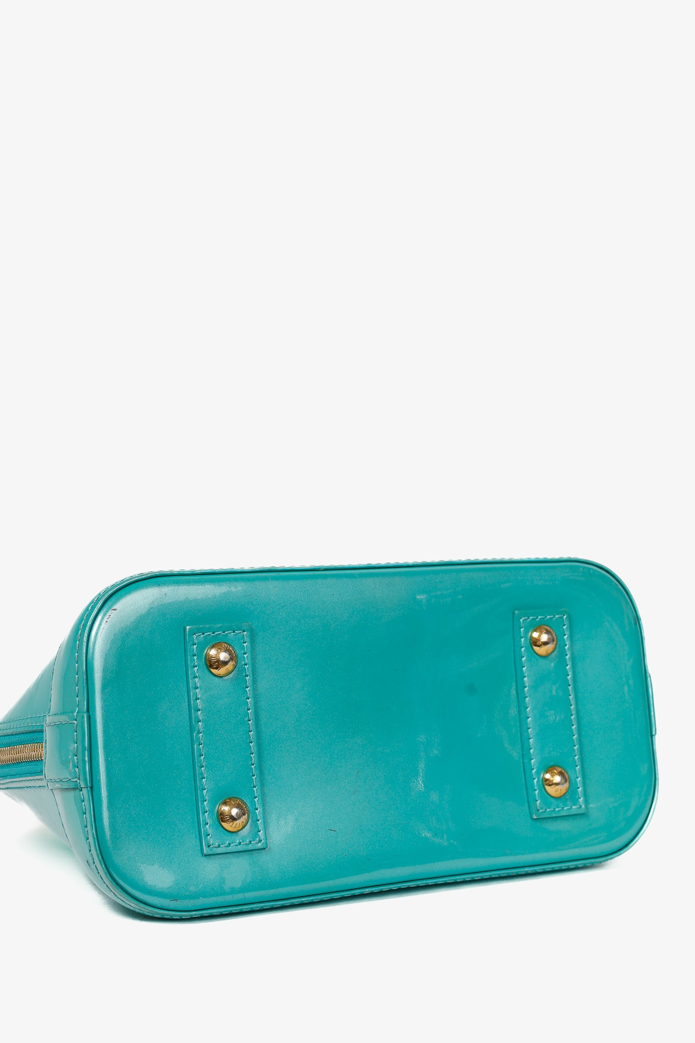 Louis Vuitton Alma BB Turquoise Monogram Vernis Tote