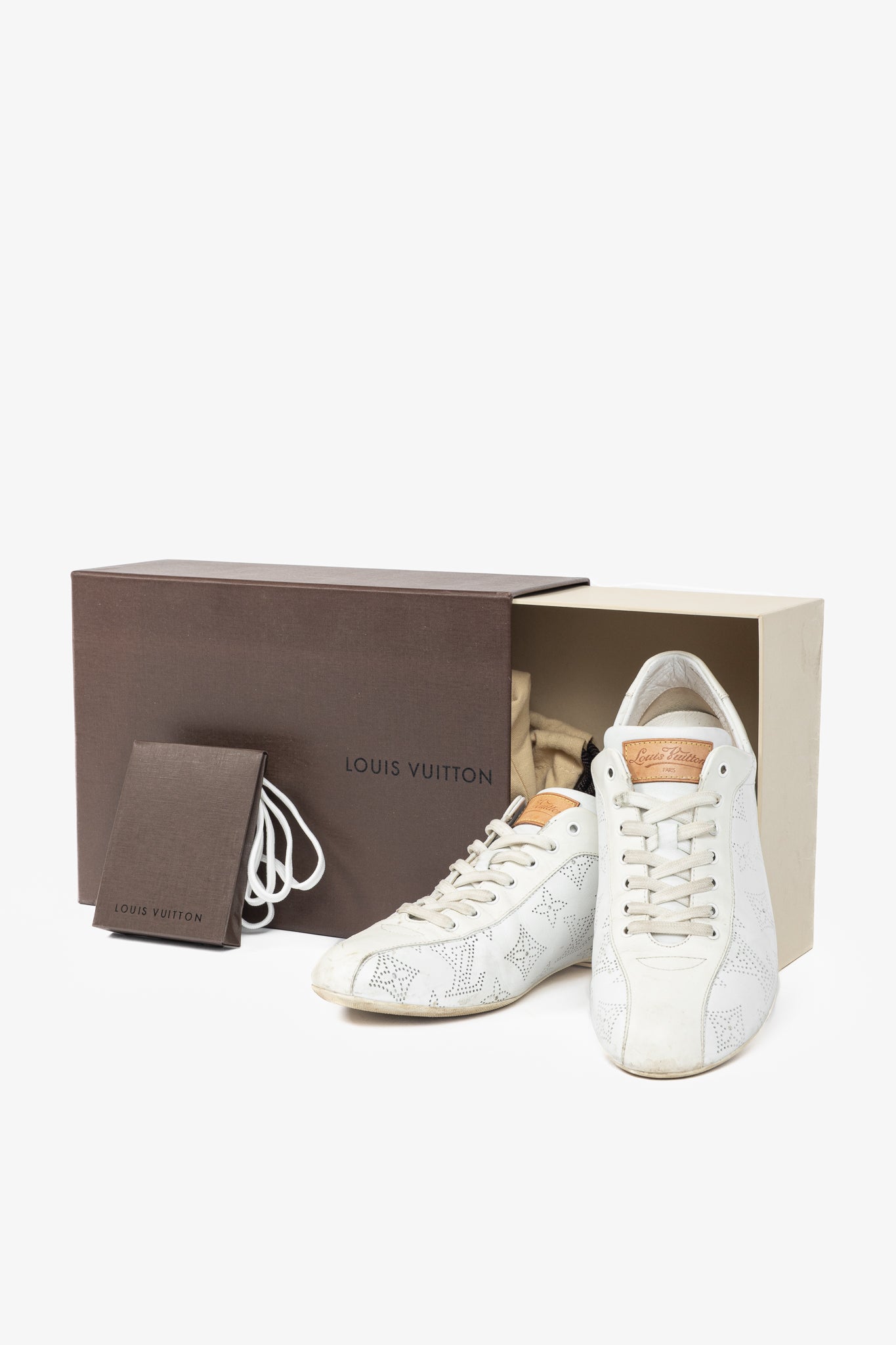 Louis Vuitton White Mahina Perforated Monogram Leather Lace-Up Sneakers