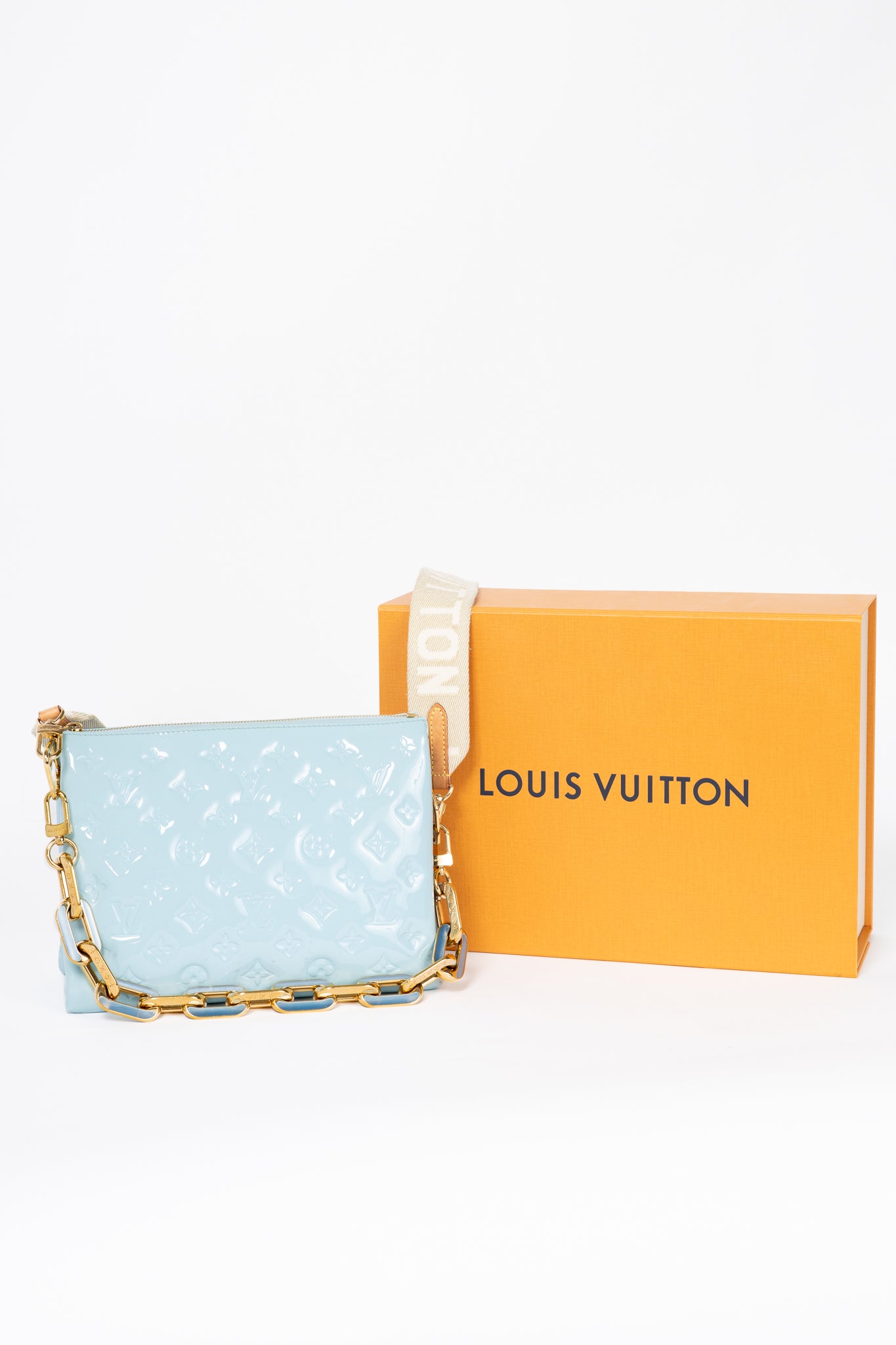 Louis Vuitton Coussin PM Bleu Monogram Vernis Shoulder Bag