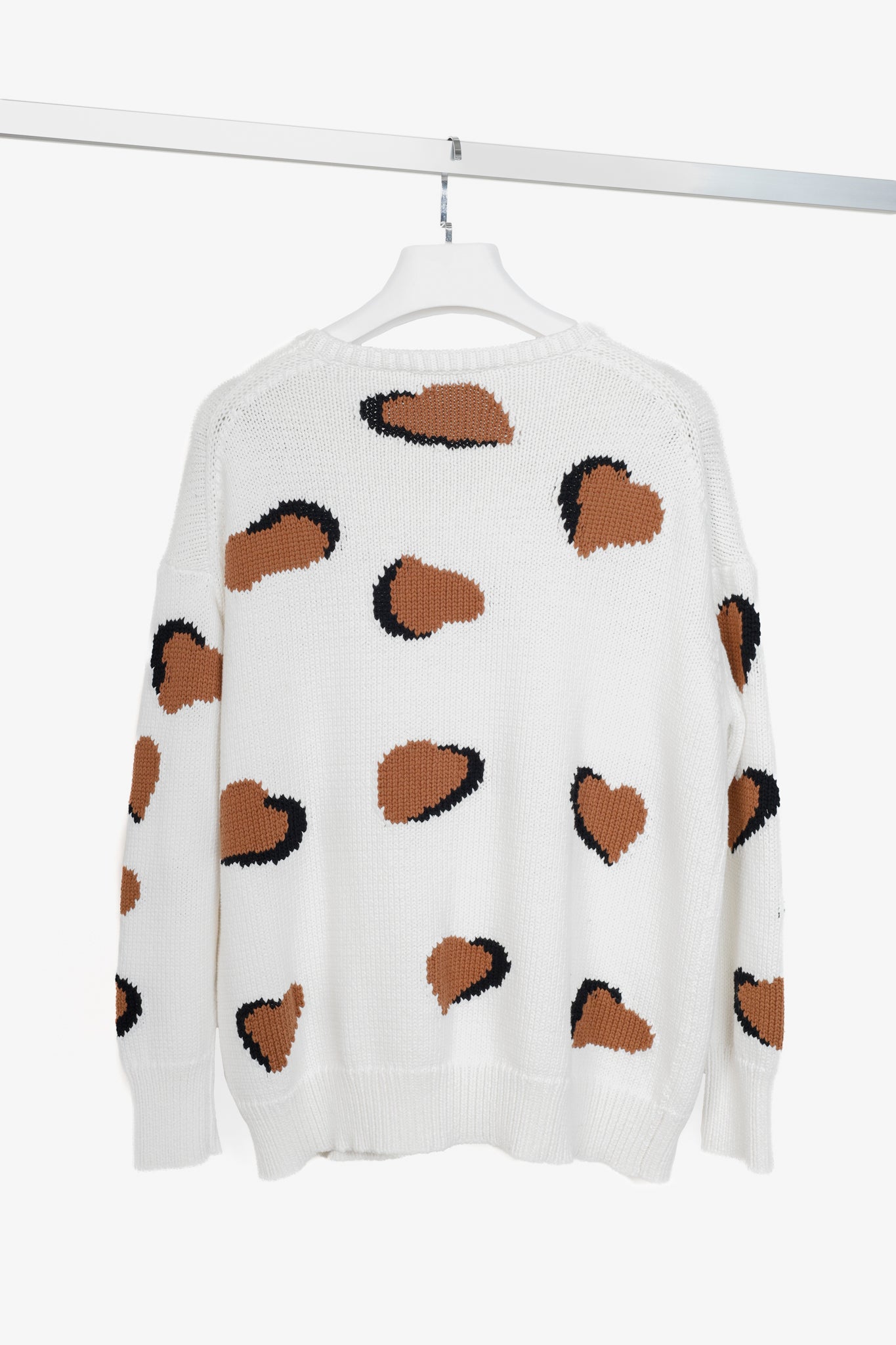 Luisa Cerano Cream Brown Animal Heart Print Pullover