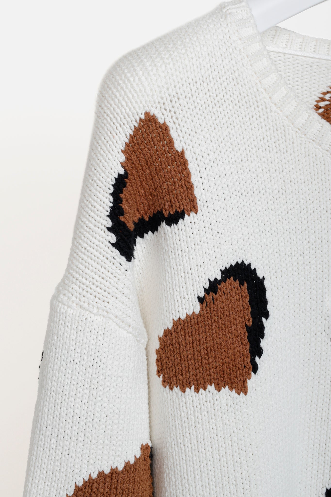 Luisa Cerano Cream Brown Animal Heart Print Pullover