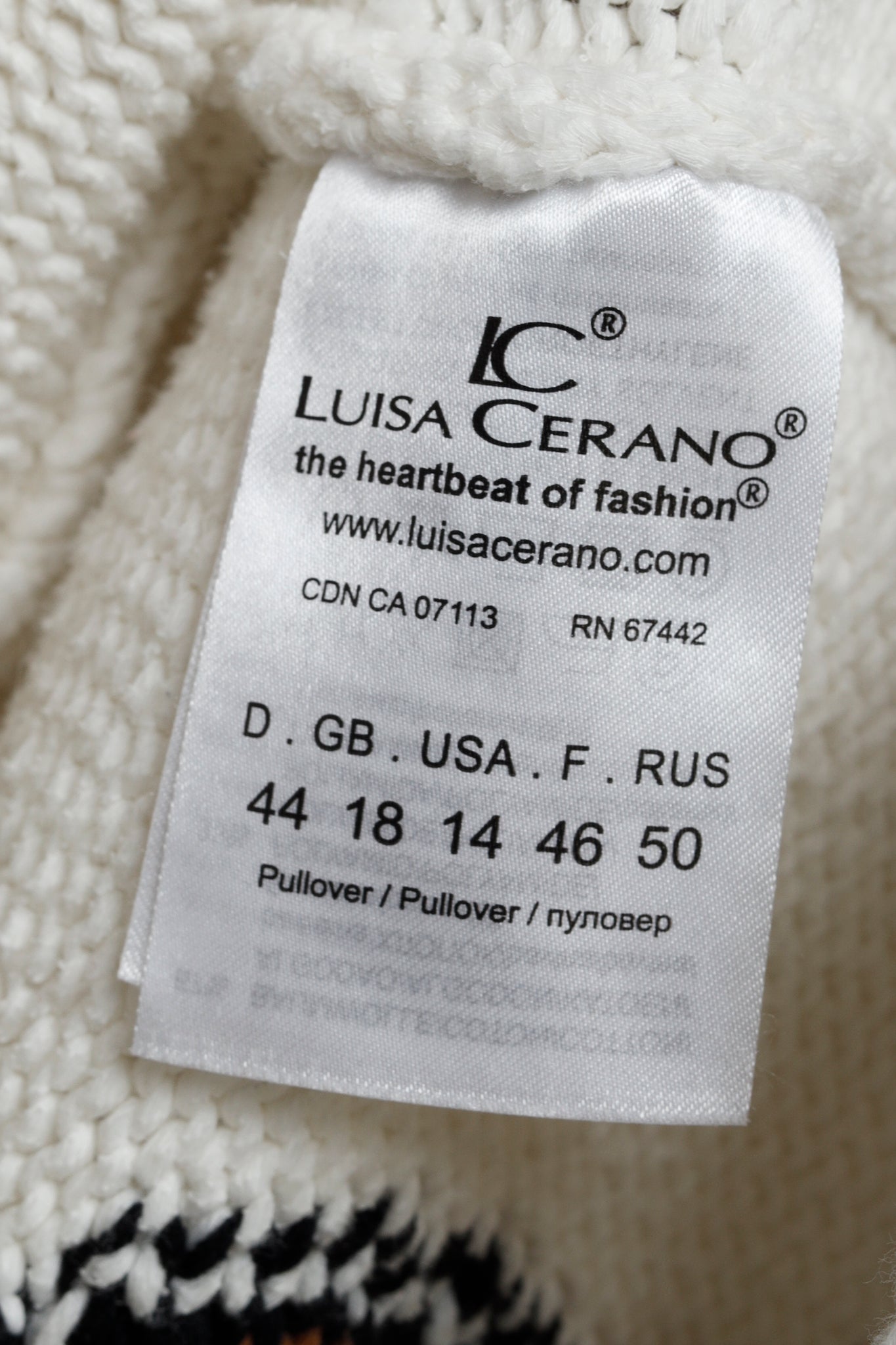 Luisa Cerano Cream Brown Animal Heart Print Pullover