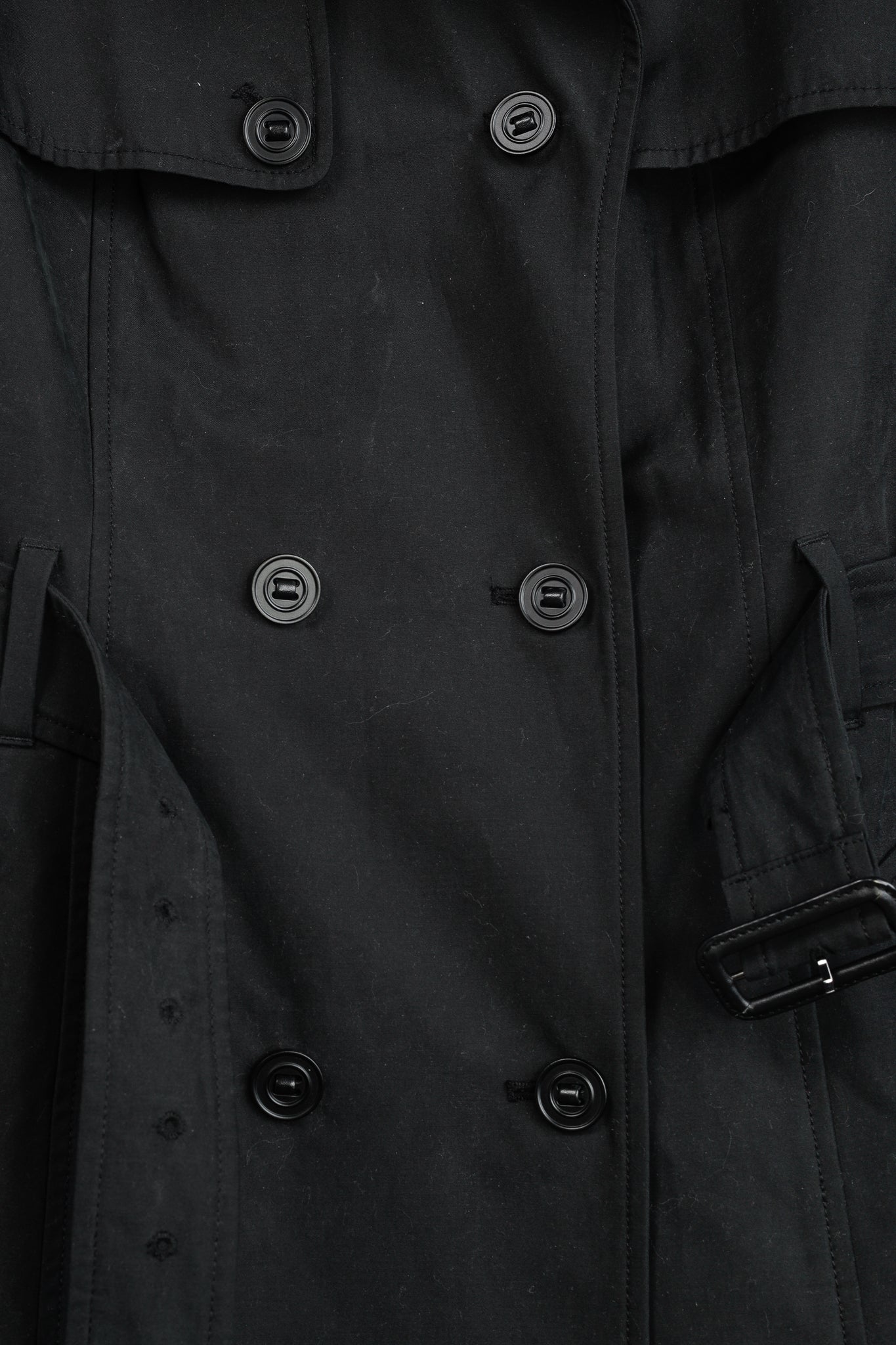 Mackage Lilith Black Cotton Quilted-Leather-Trim Belted Trench Coat