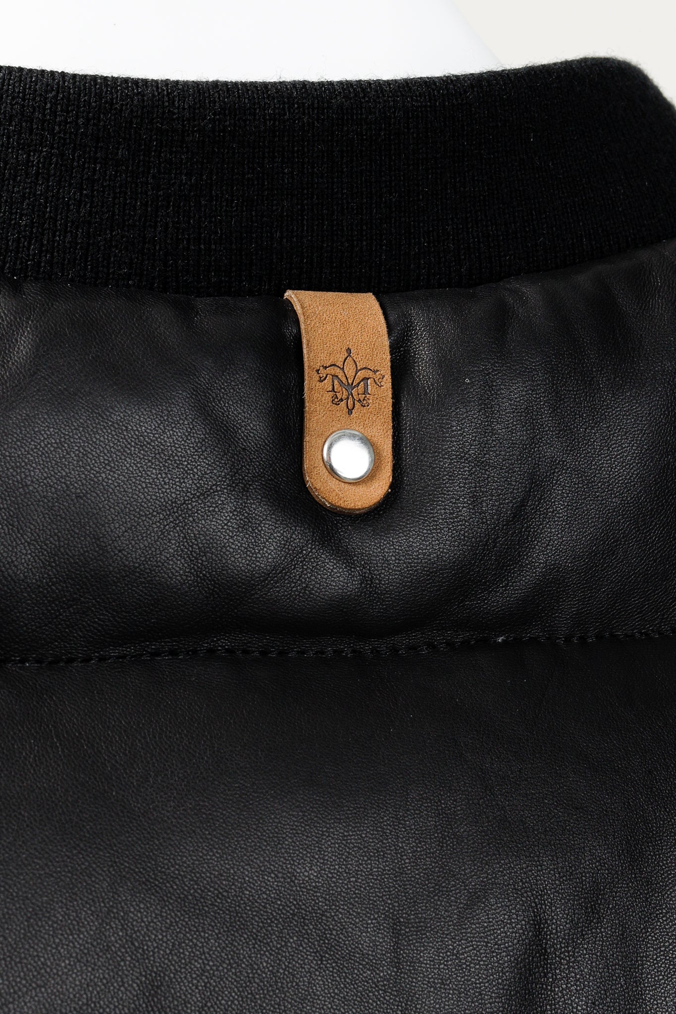 Mackage Black Leather Down-Filled Puffer Vest