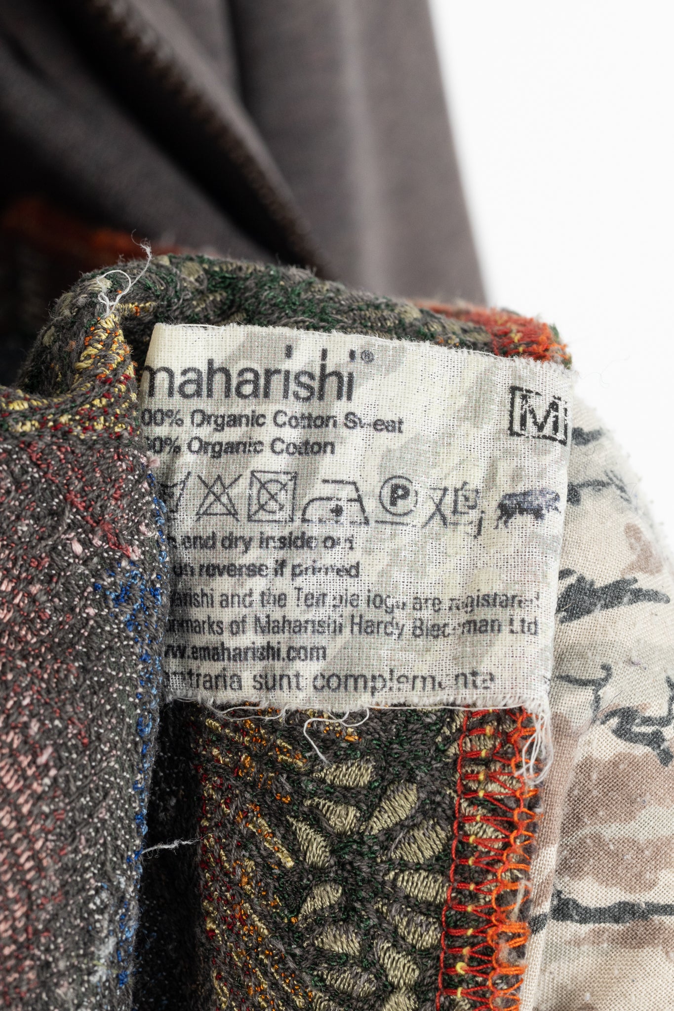 Maharishi Brown Cotton Embroidered-Back Zip Hoodie