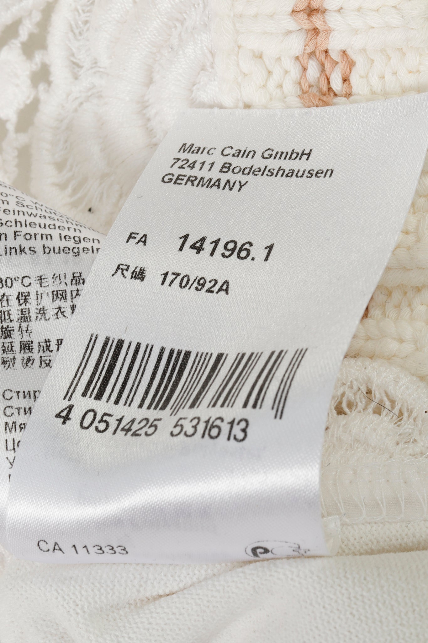 Marc Cain Off White Multi-Fabric Crochet Lace Tank