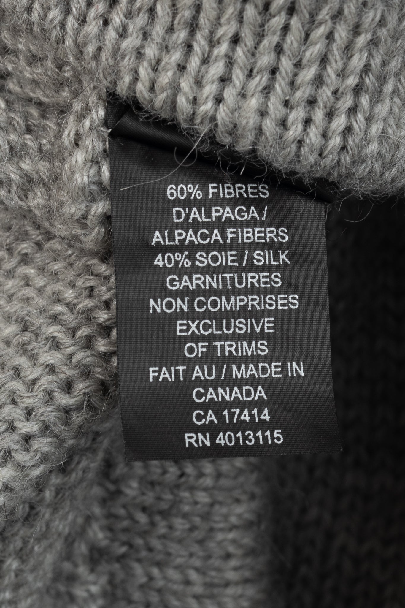 Marie Saint Pierre Grey Alpaca & Silk High-Neck Sweater
