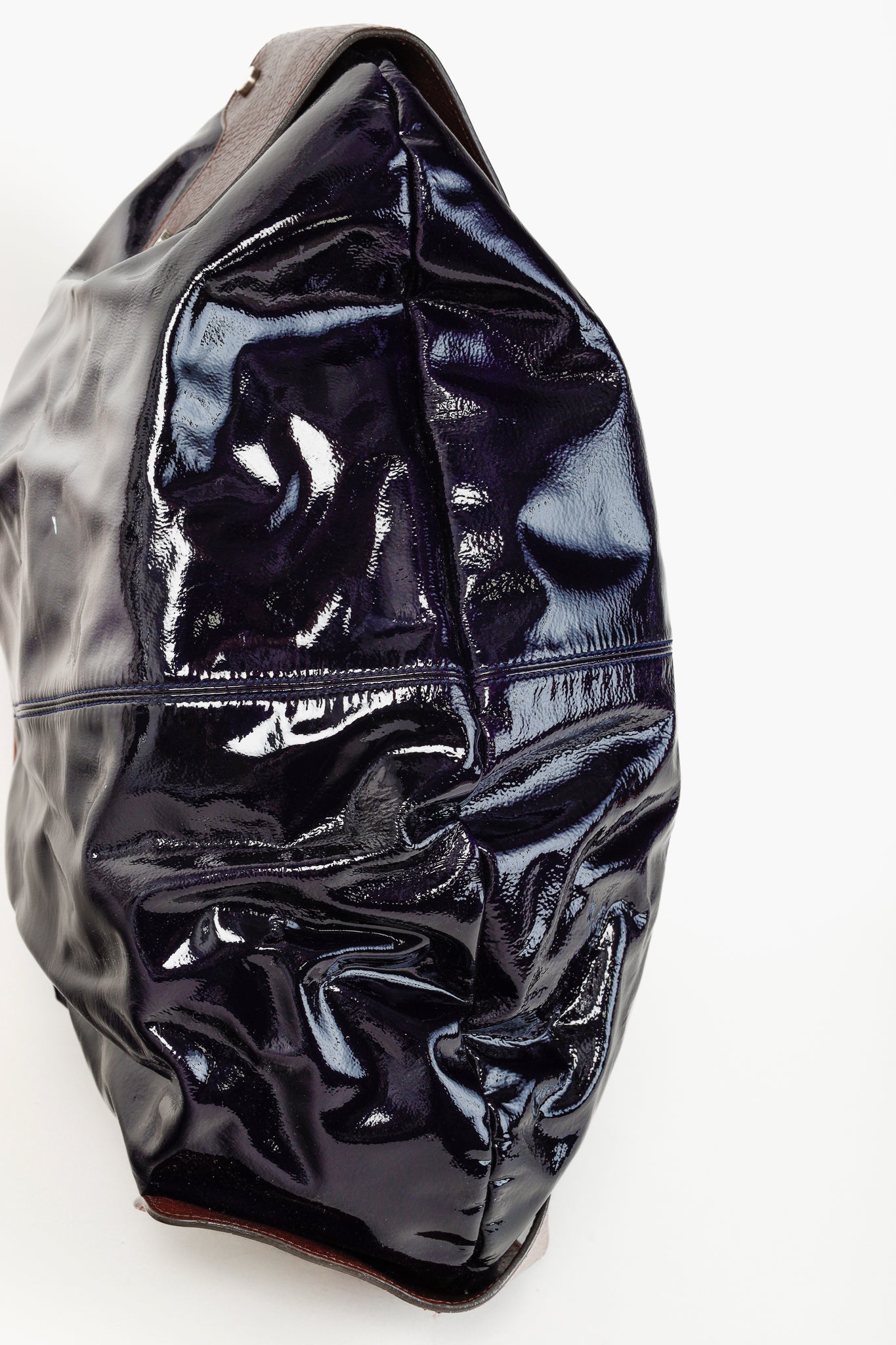 Marni Balloon Navy-Patent-Leather Trimmed Shoulder Bag