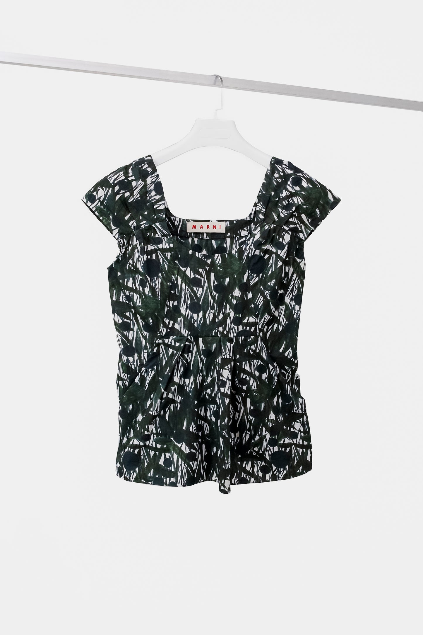 Marni Dark Green Top Painted Leaves