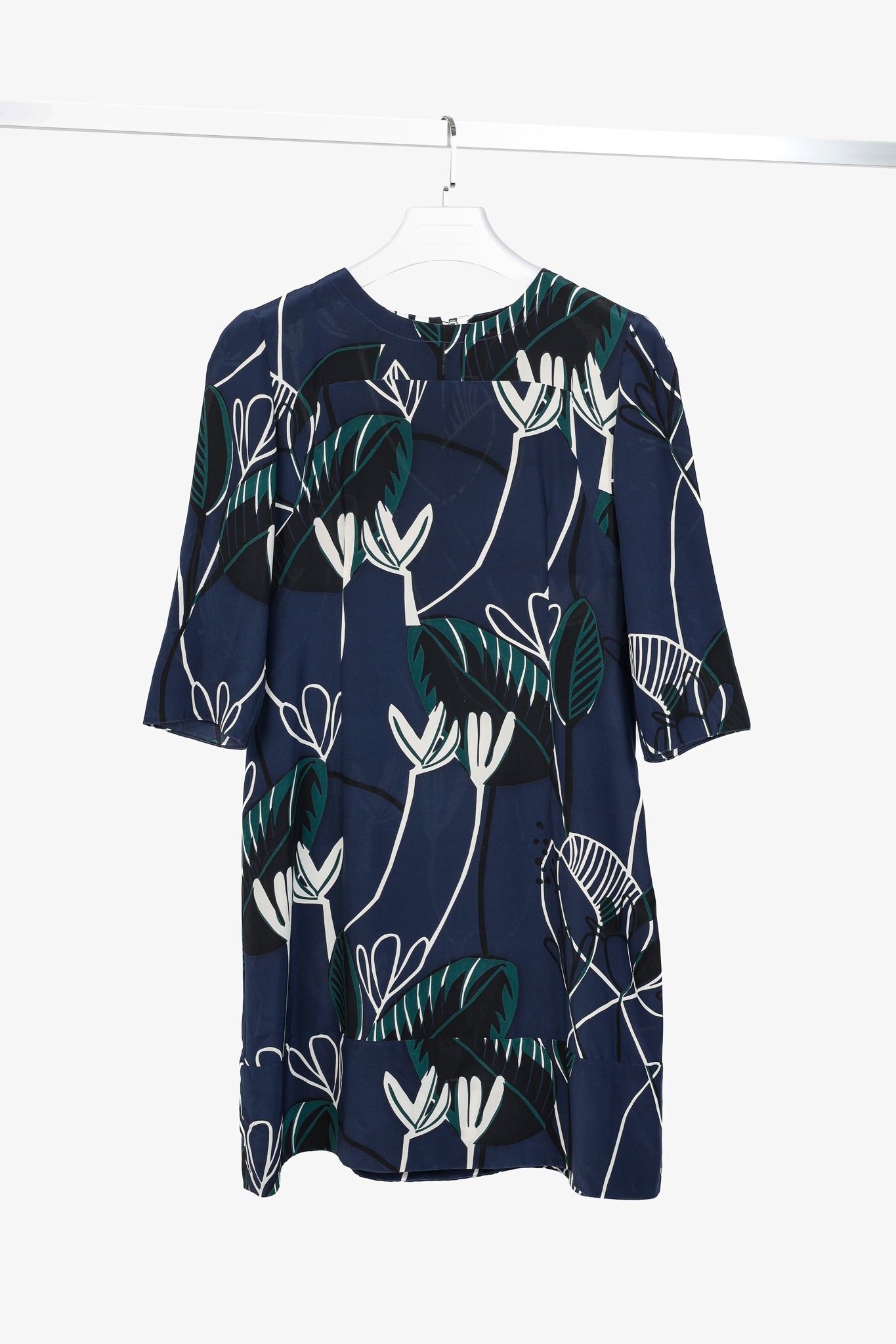 marni floral mini dress Marni Dress SS/14 Navy Floral Silk Mini Dress – Blogger Armoire