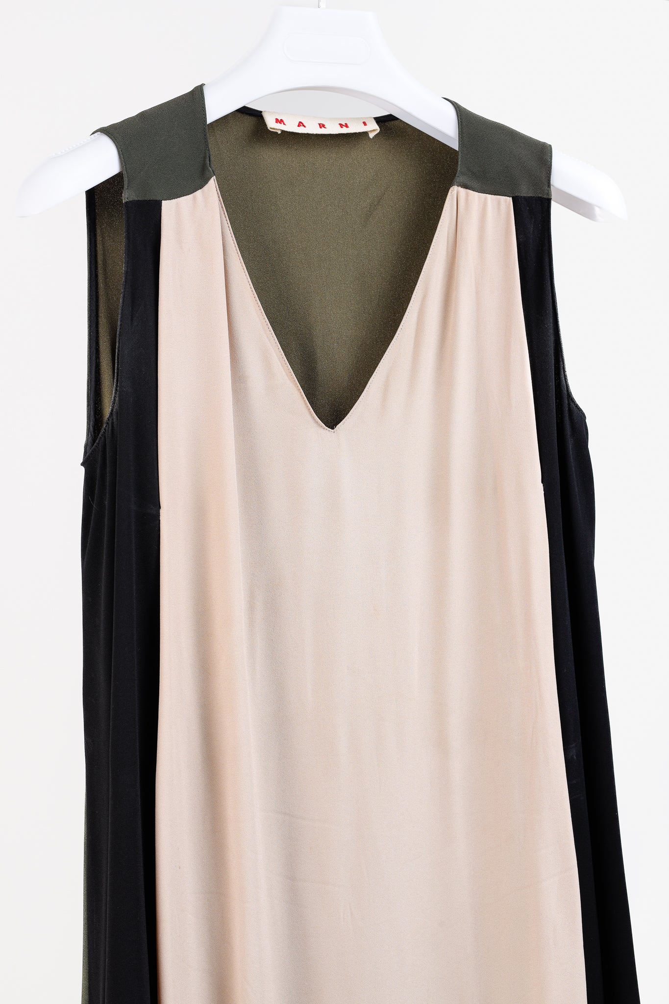 Marni Nude, Black & Green Colourblock Sleeveless Dress