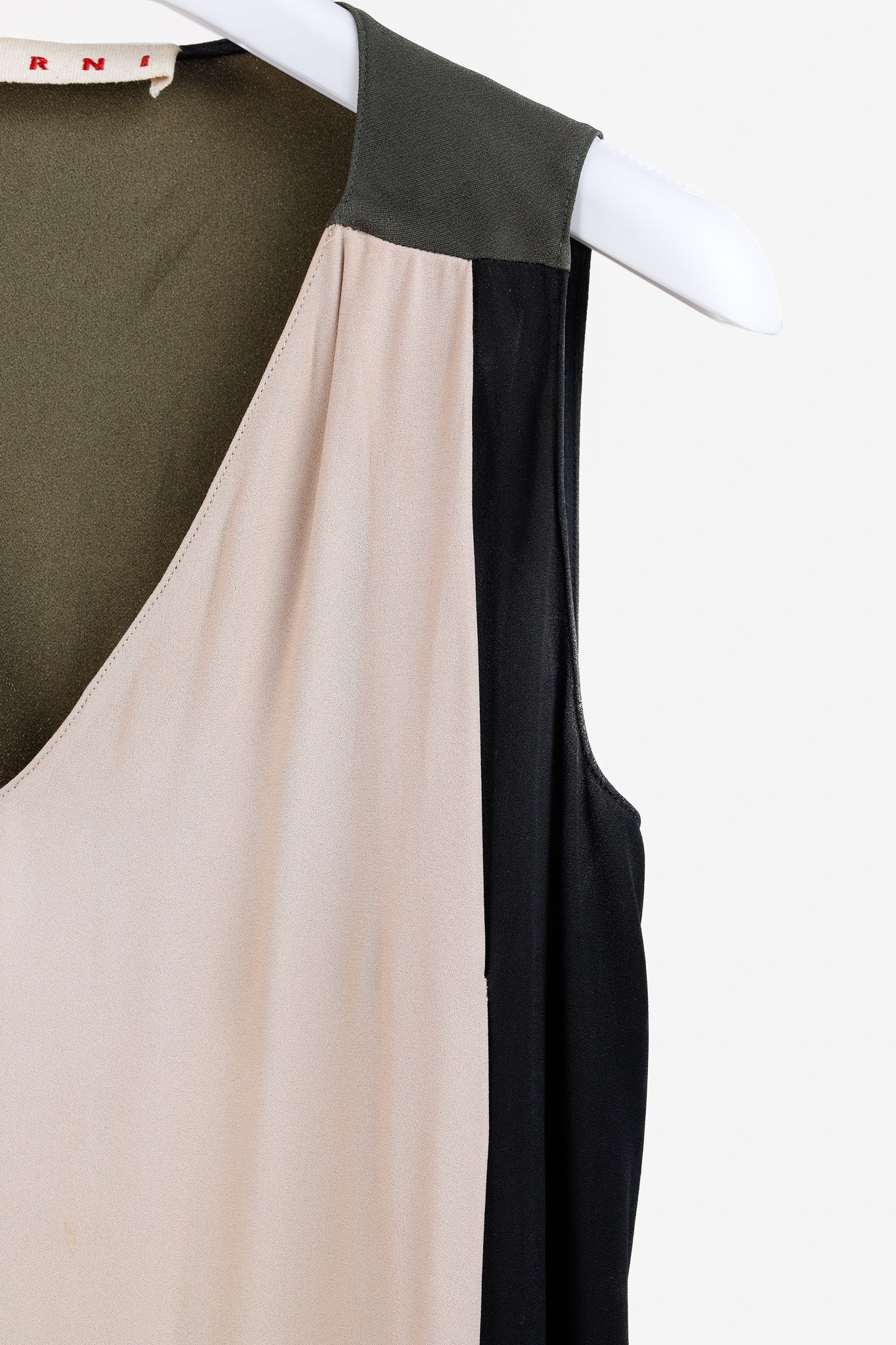 Marni Nude, Black & Green Colourblock Sleeveless Dress