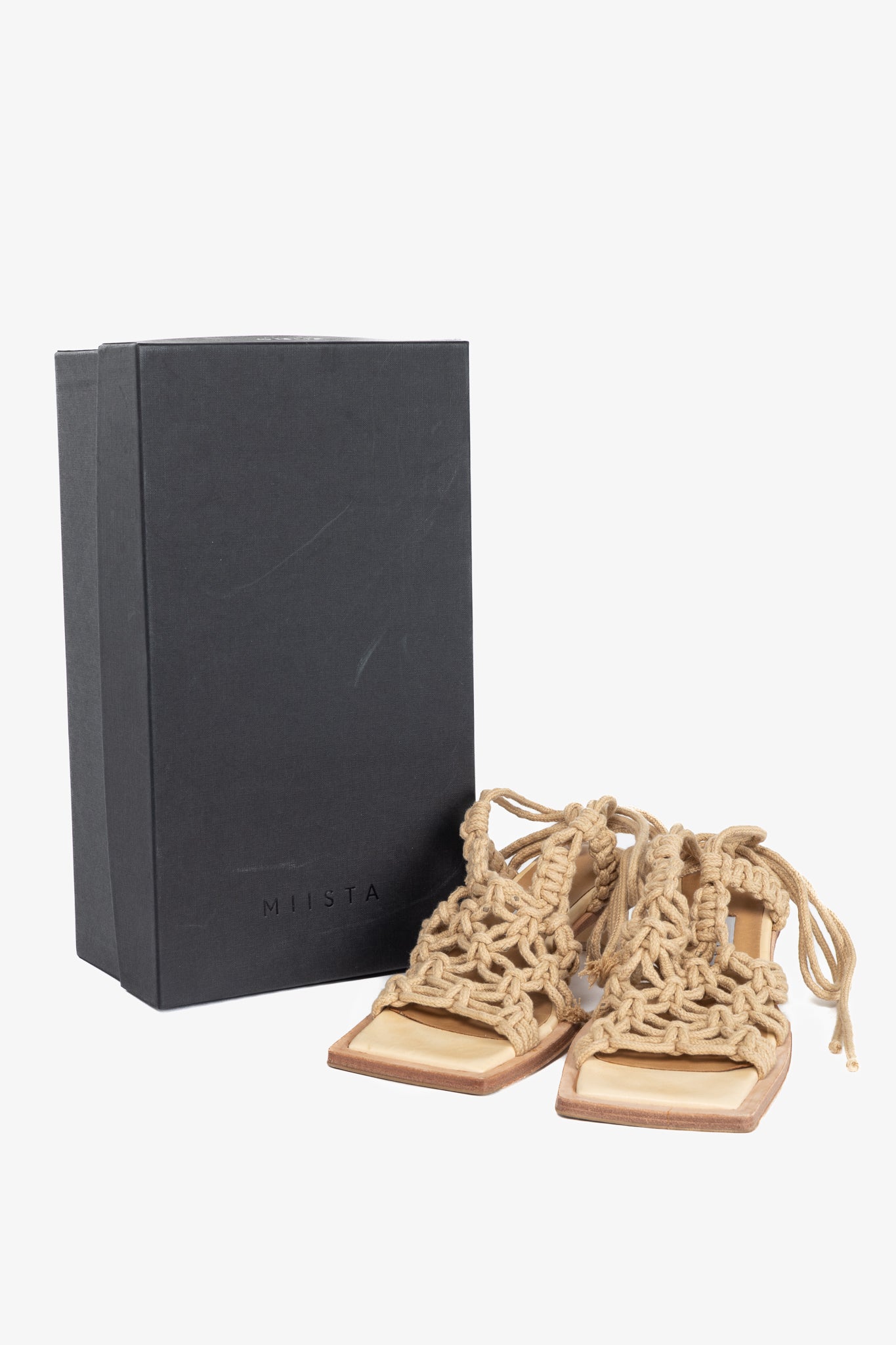 Miista Annie Coffee Milk Crochet Slingback Sandals