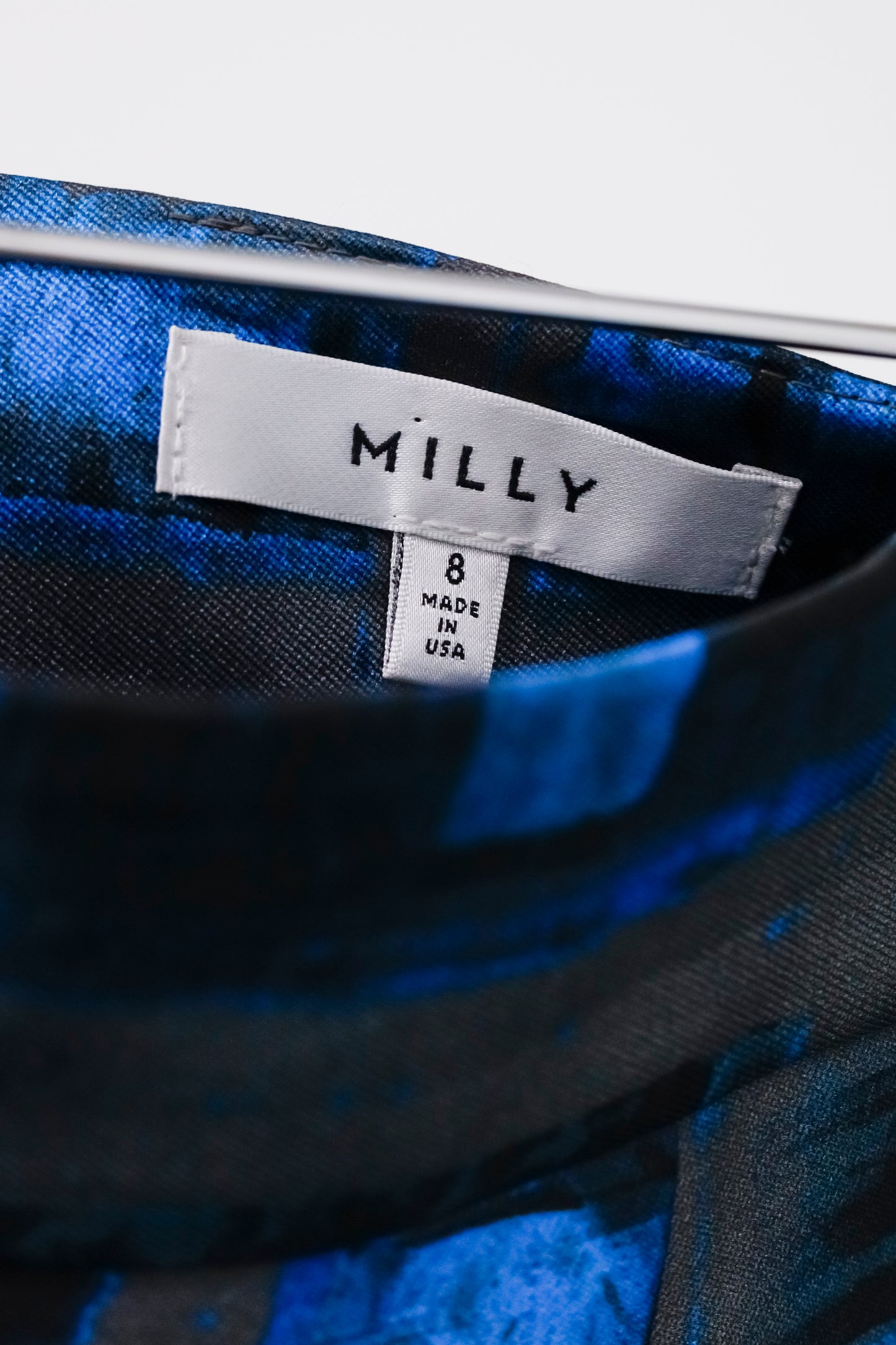 Milly Azure Brushstroke Rectangle-Print Pencil Skirt
