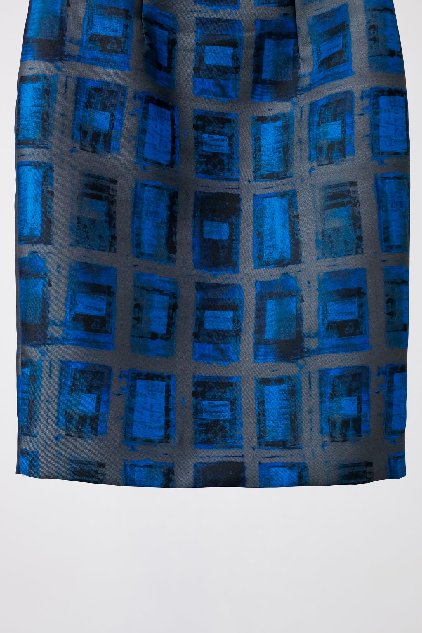 Milly Azure Brushstroke Rectangle-Print Pencil Skirt