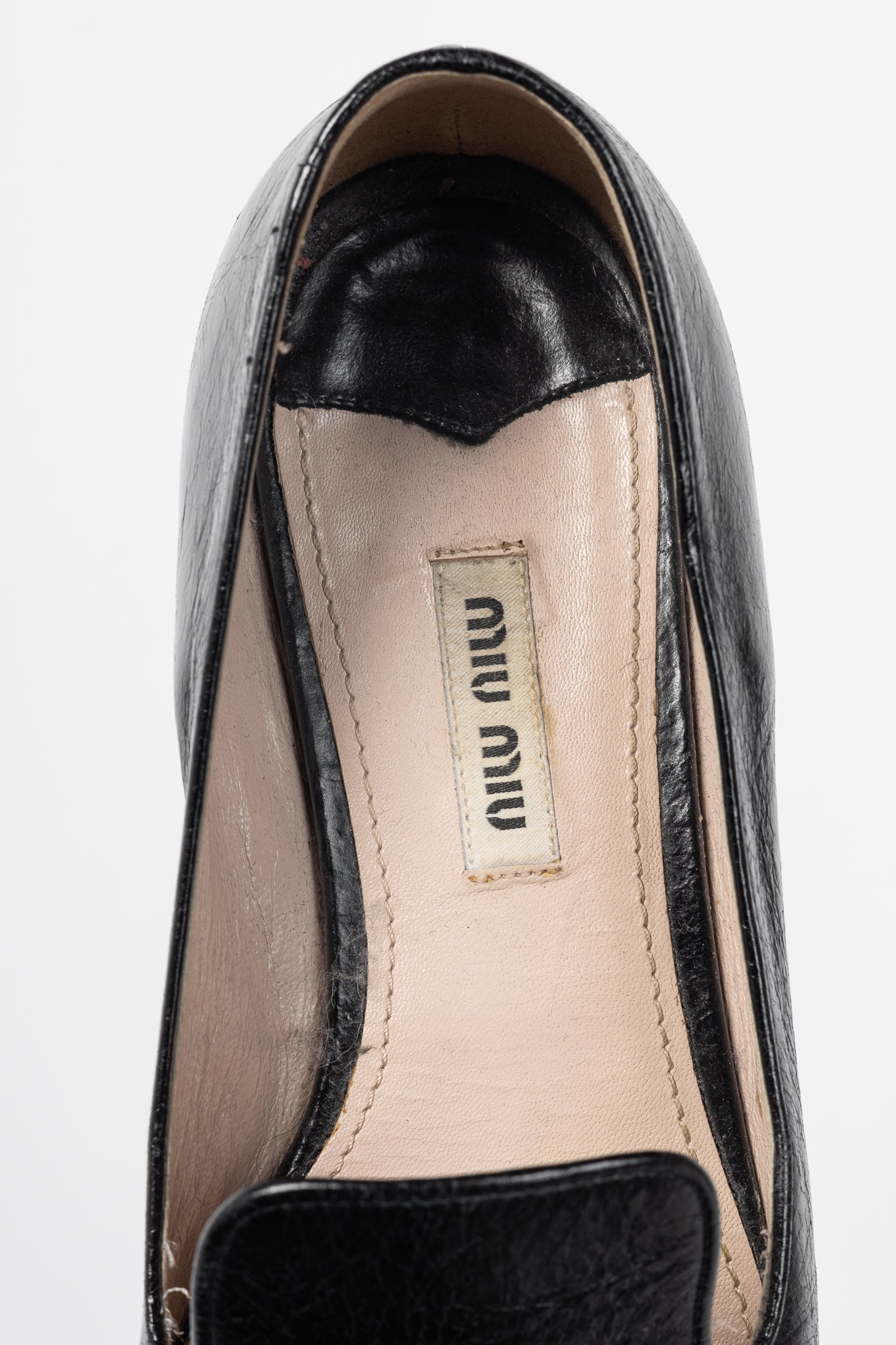 Miu Miu AW13 Black Leather Pointed-Toe Flats