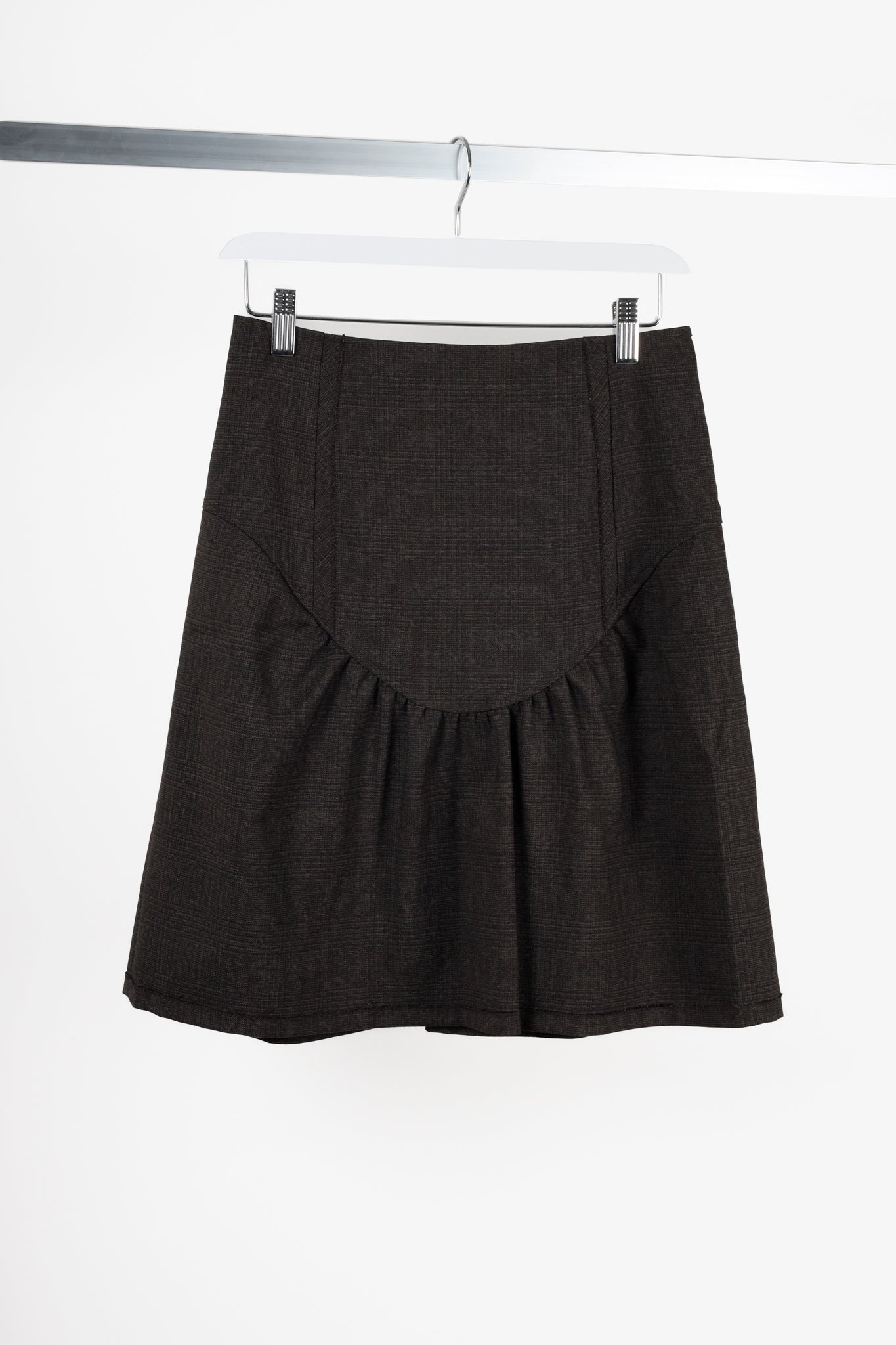 Miu Miu Brown Wool Drop Waist Skirt