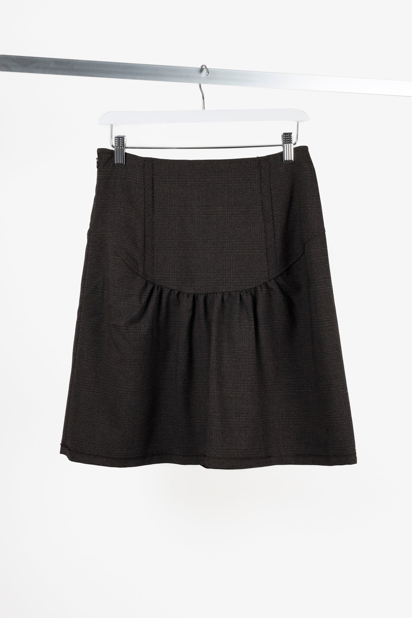 Miu Miu Brown Wool Drop Waist Skirt