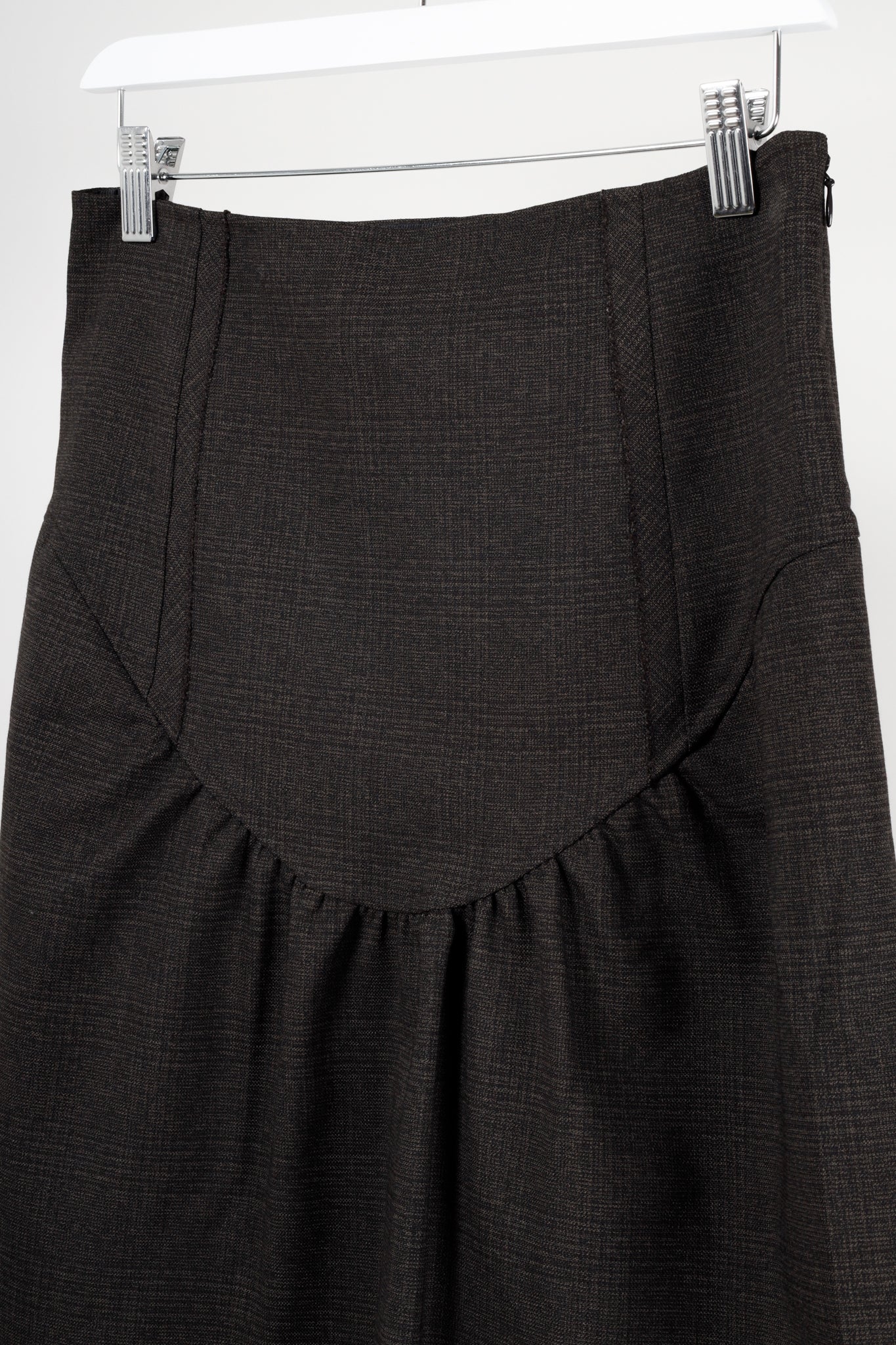 Miu Miu Brown Wool Drop Waist Skirt