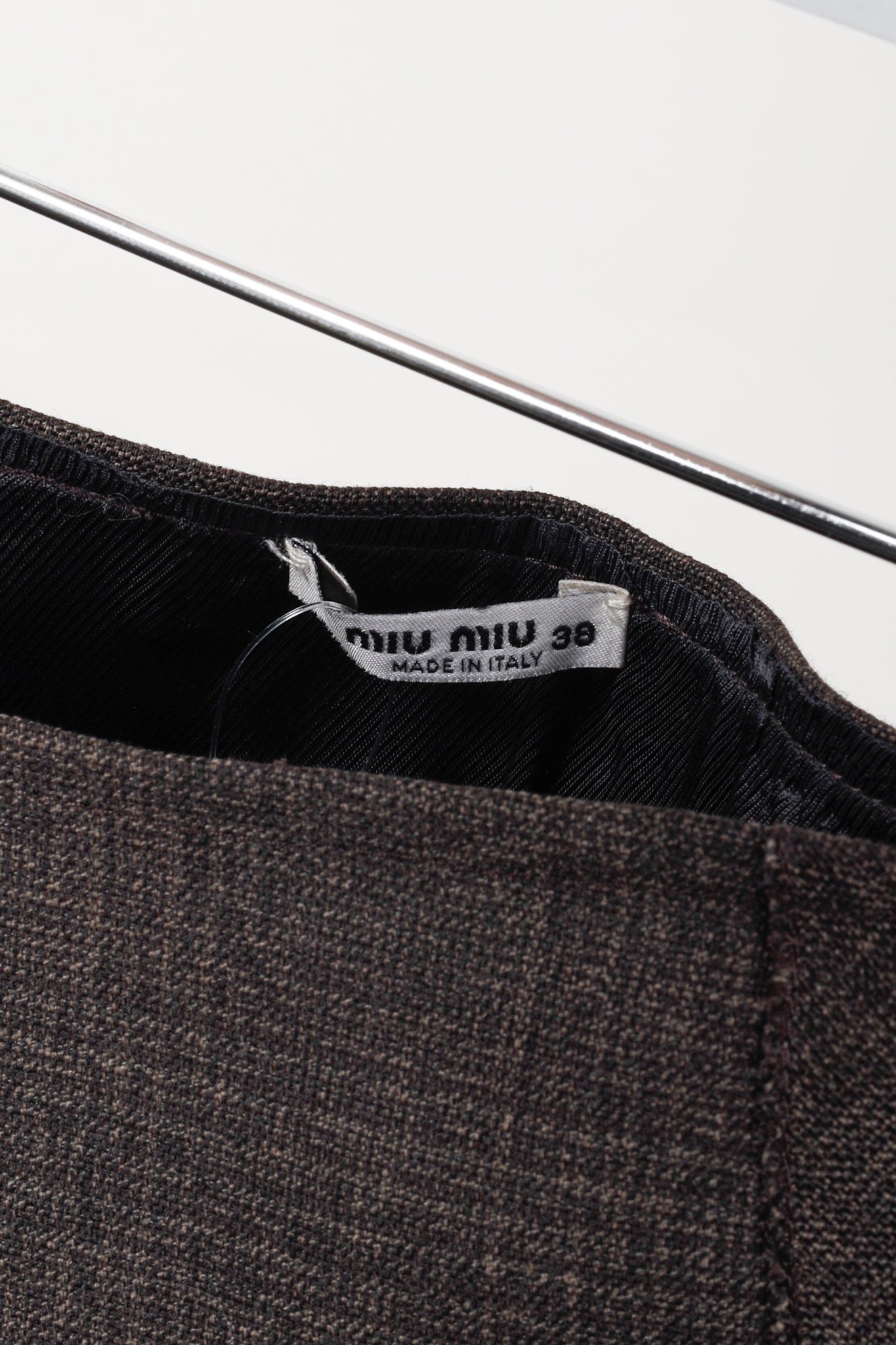Miu Miu Brown Wool Drop Waist Skirt