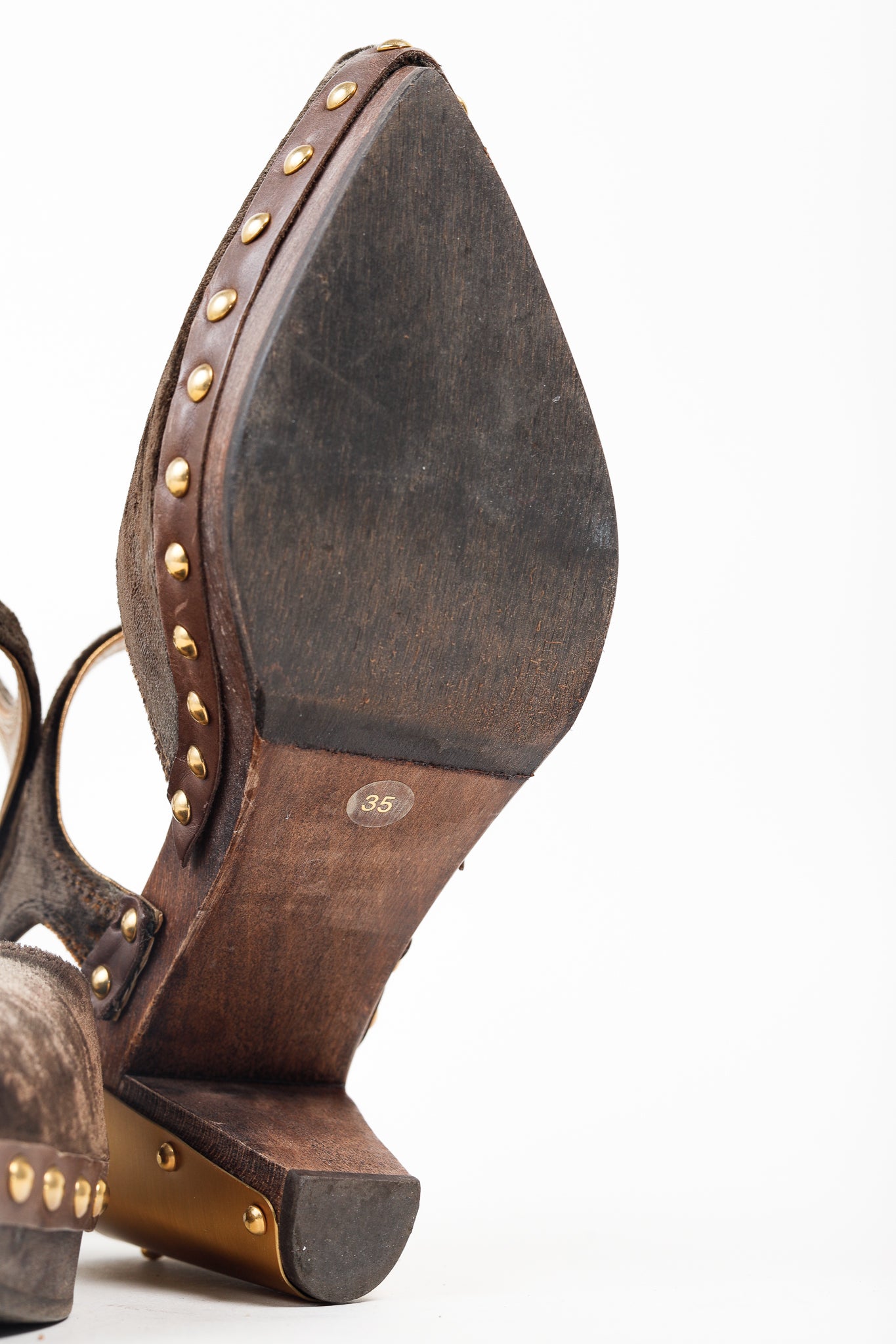 Miu Miu Olive Green Velvet Studded Accent D'Orsay Clogs