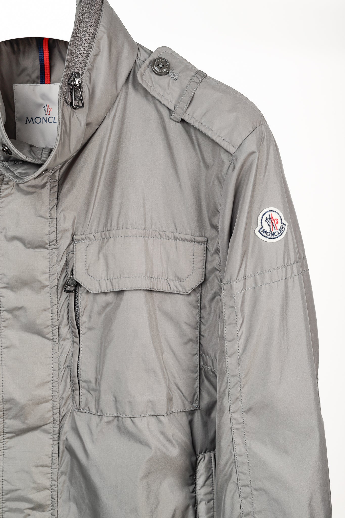 Moncler Jonathan Giubbotto Hidden Hood Grey Nylon Field Jacket