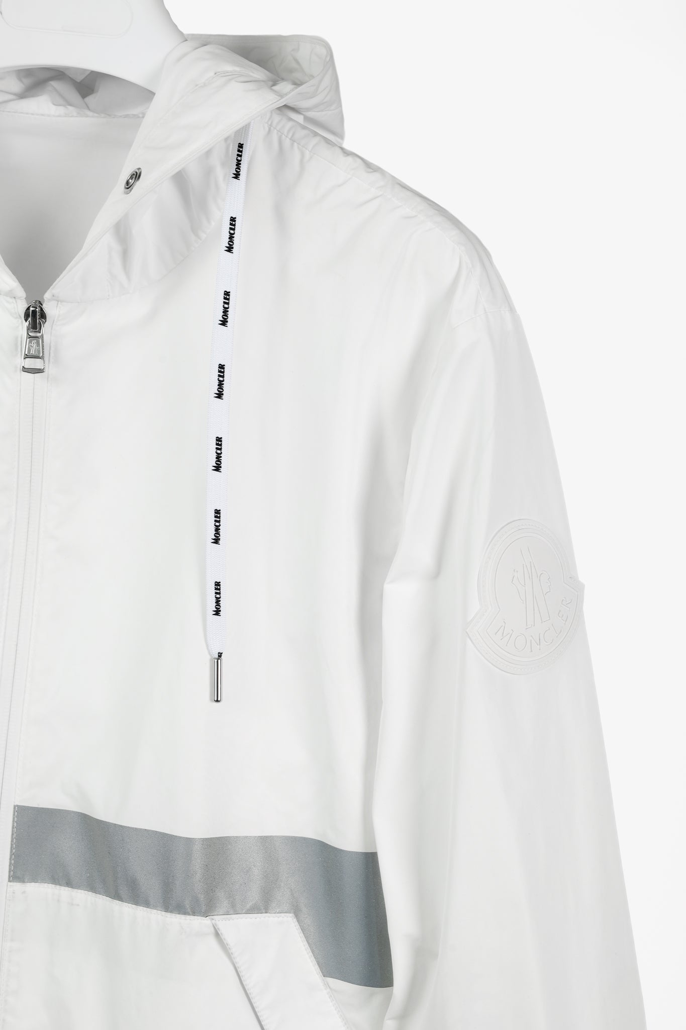 Moncler Adour White Reflective Hooded Wind Breaker