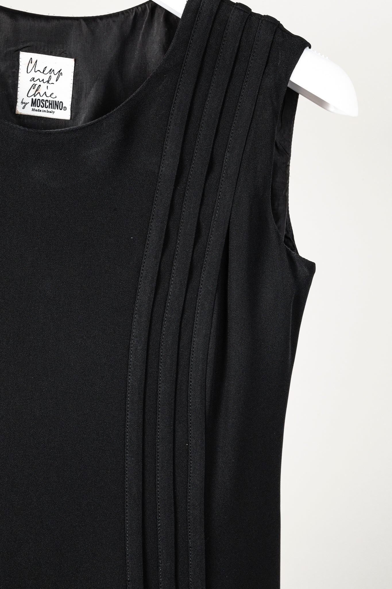 Moschino Cheap and Chic Black Tonal-Piping Sleeveless Dress