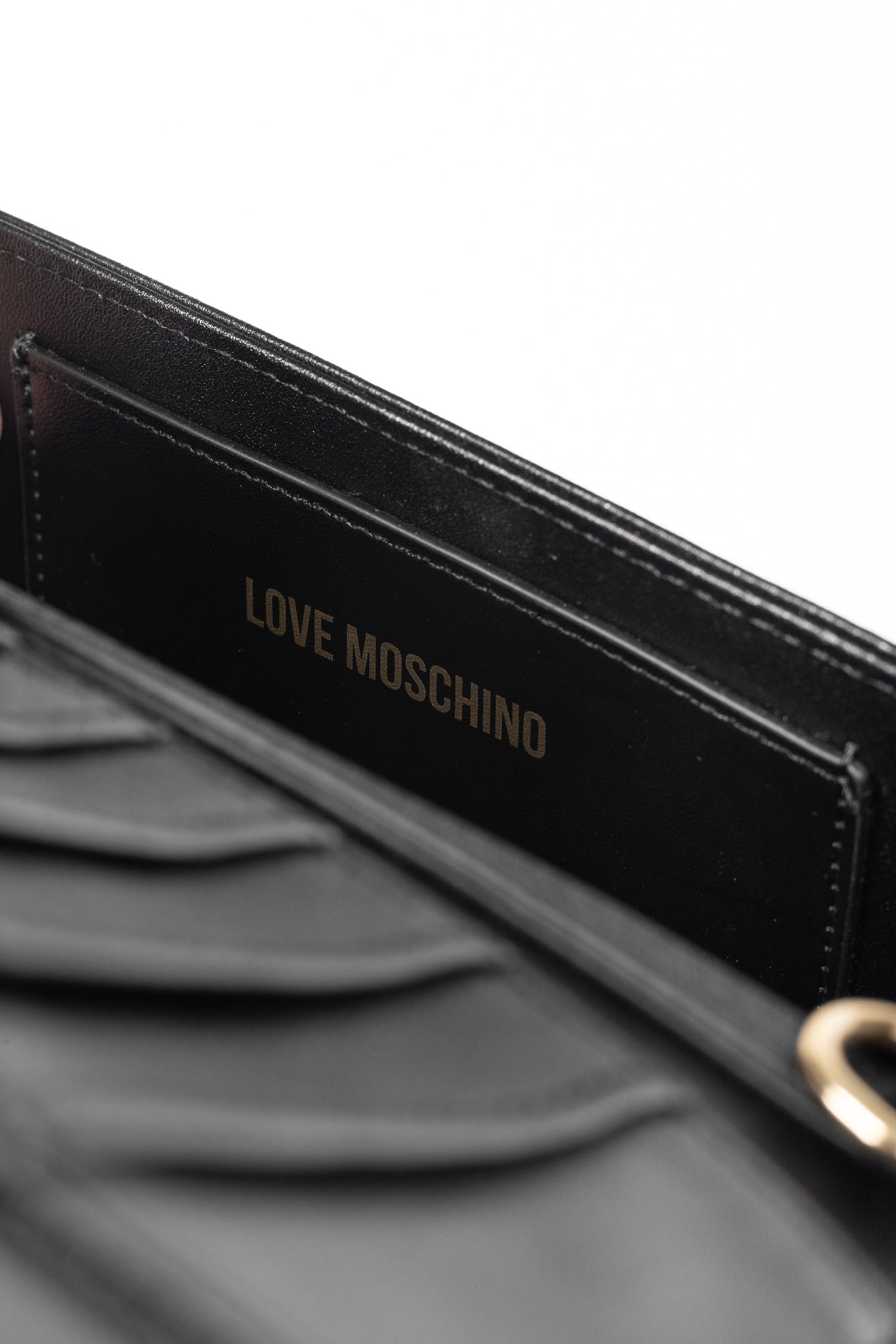 Love Moschino Black Croc-Embossed Faux-Leather Flap Crossbody