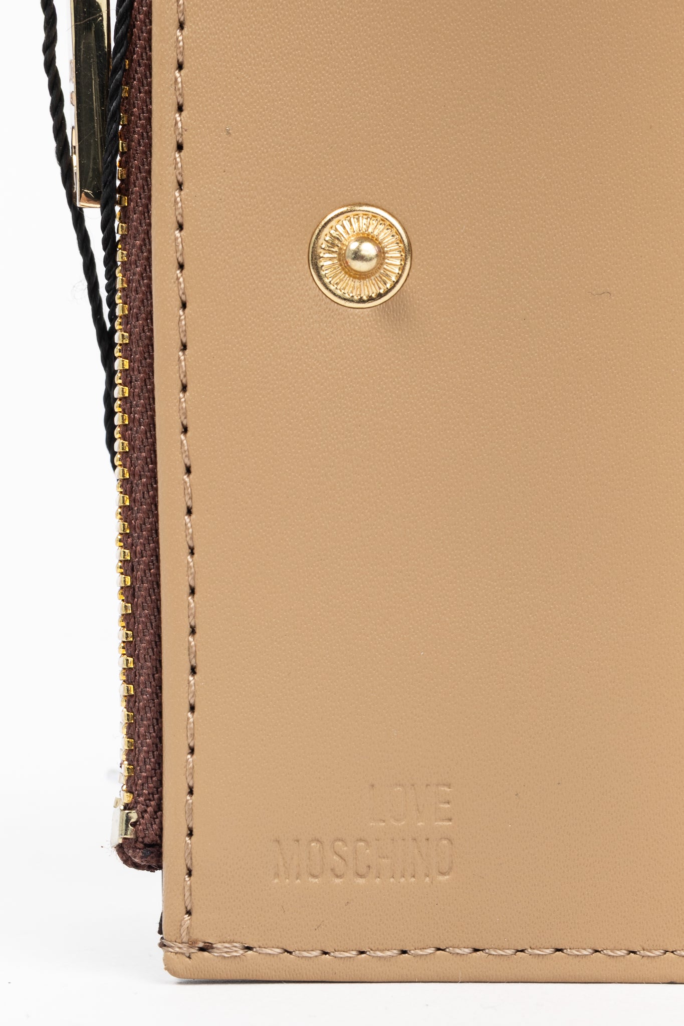 Love Moschino Brown Croc-Embossed Faux-Leather Compact Wallet