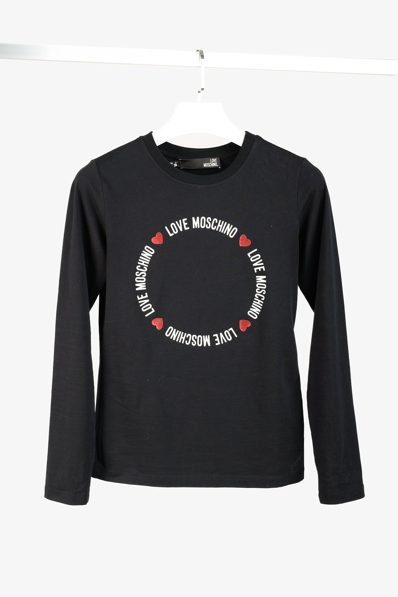 Love Moschino Logo Graphic Long-Sleeve Black Tee