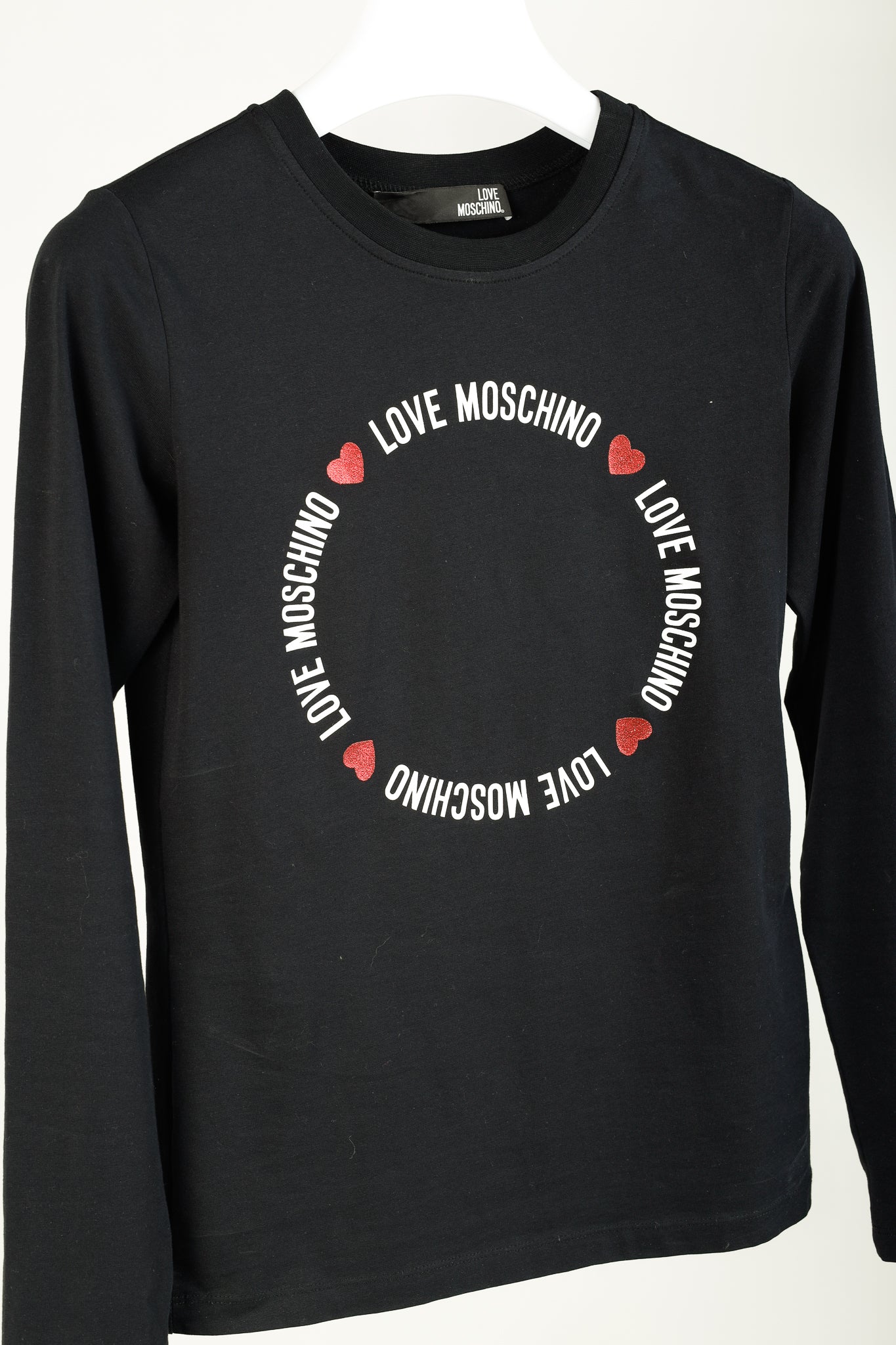 Love Moschino Logo Graphic Long-Sleeve Black Tee
