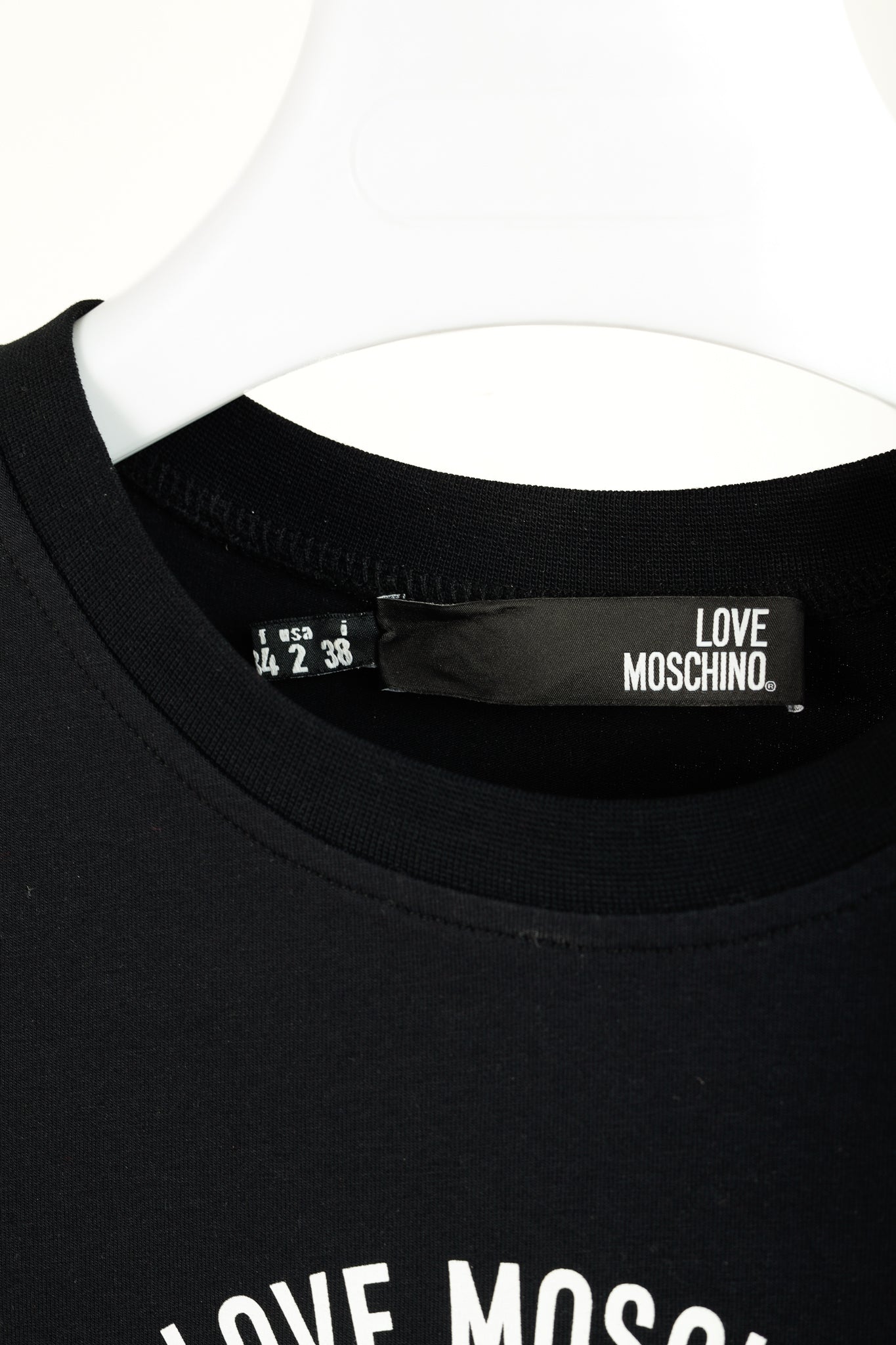 Love Moschino Logo Graphic Long-Sleeve Black Tee