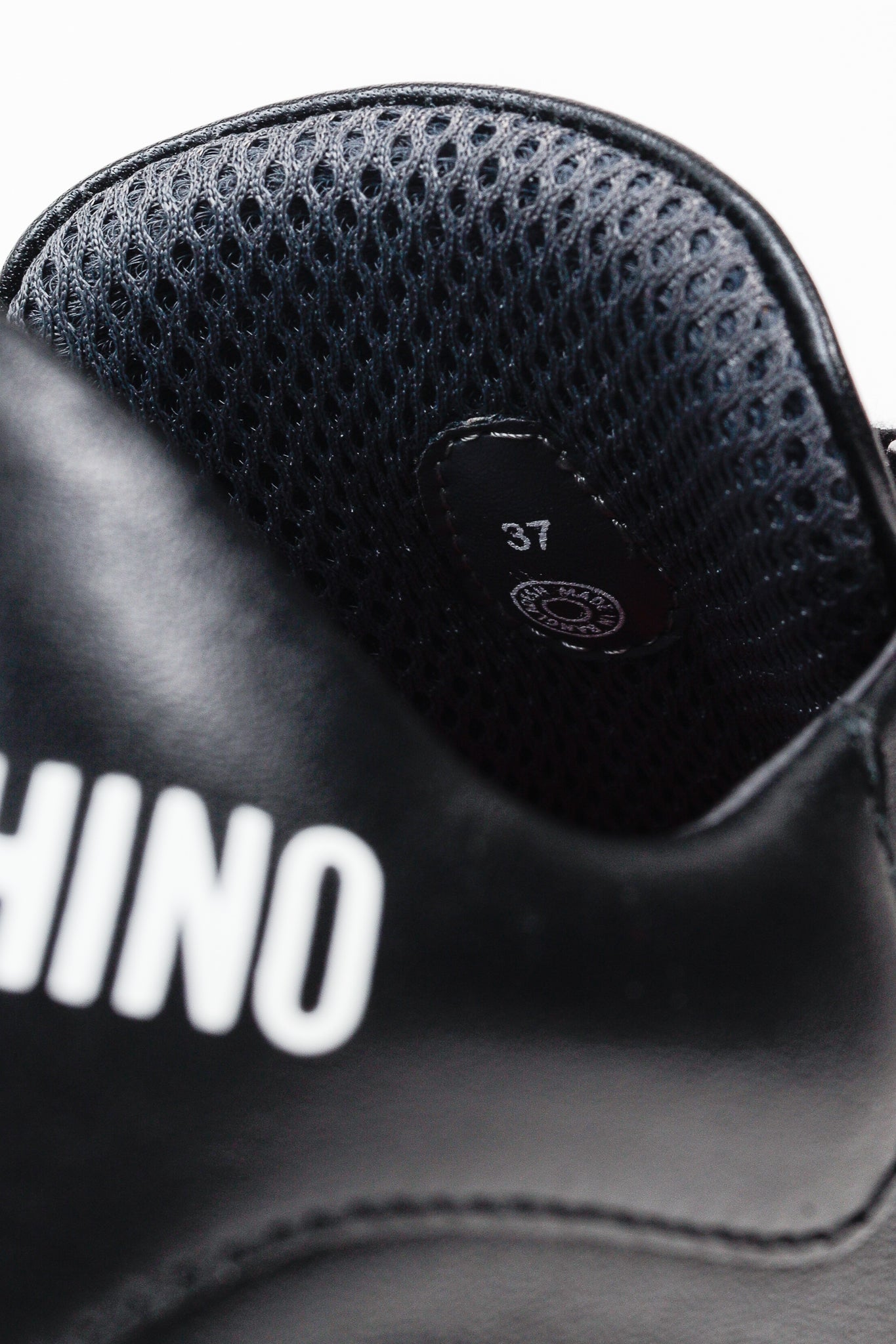 Love Moschino Logo & Hearts Black PU Leather Sneakers
