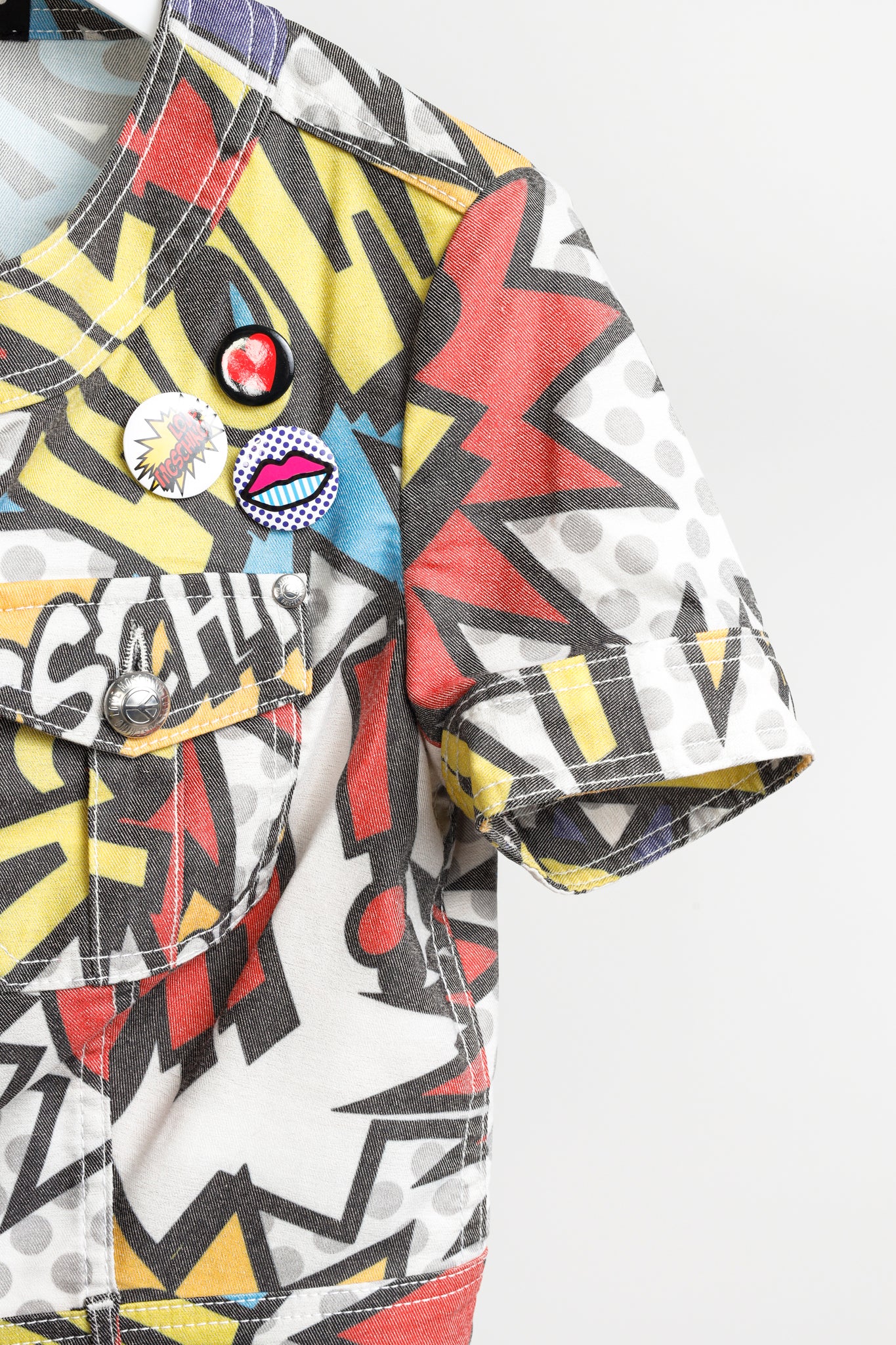 Love Moschino SS/14 Comic Short Sleeve Denim Jacket with Pins