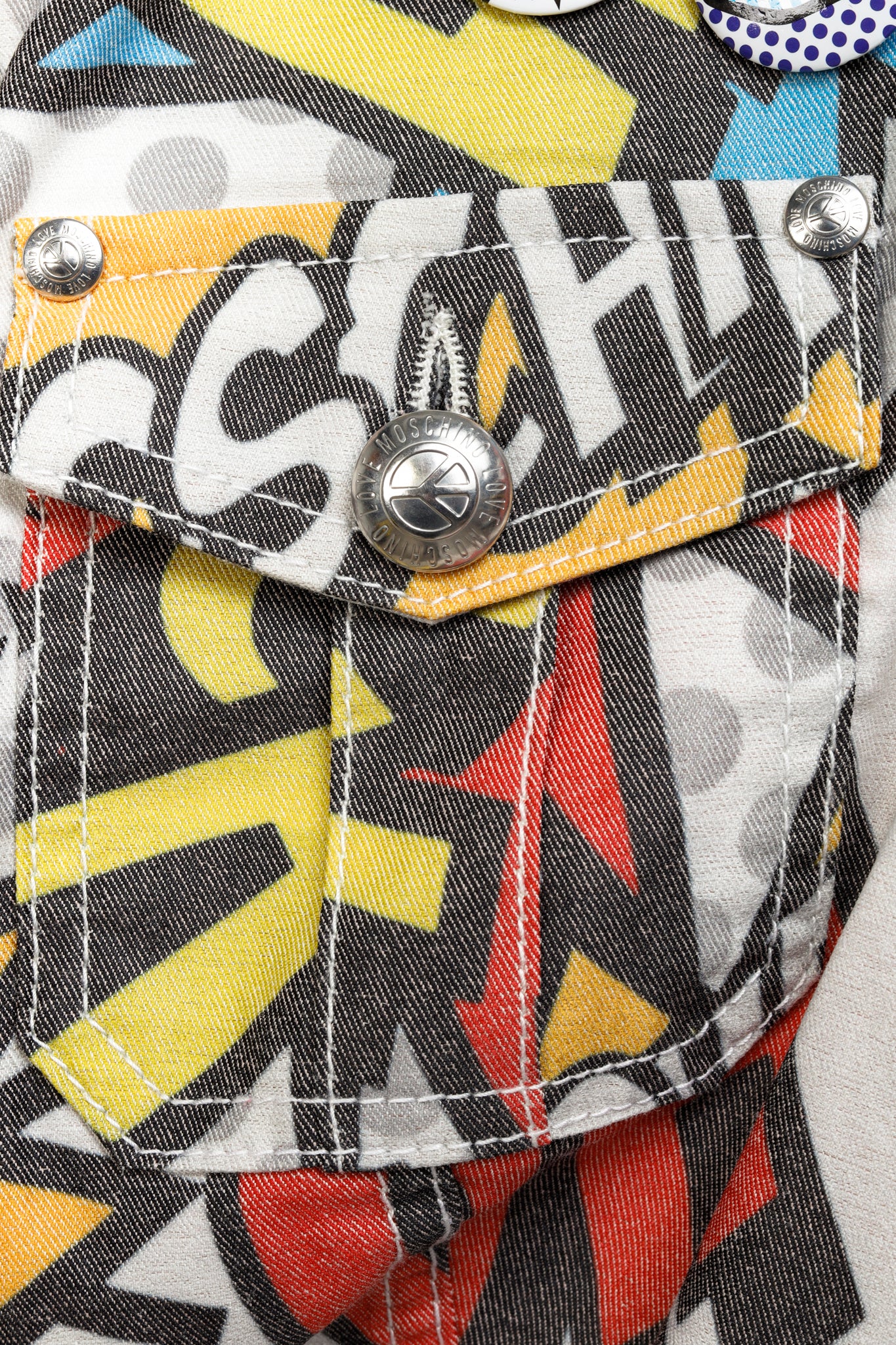 Love Moschino SS/14 Comic Short Sleeve Denim Jacket with Pins
