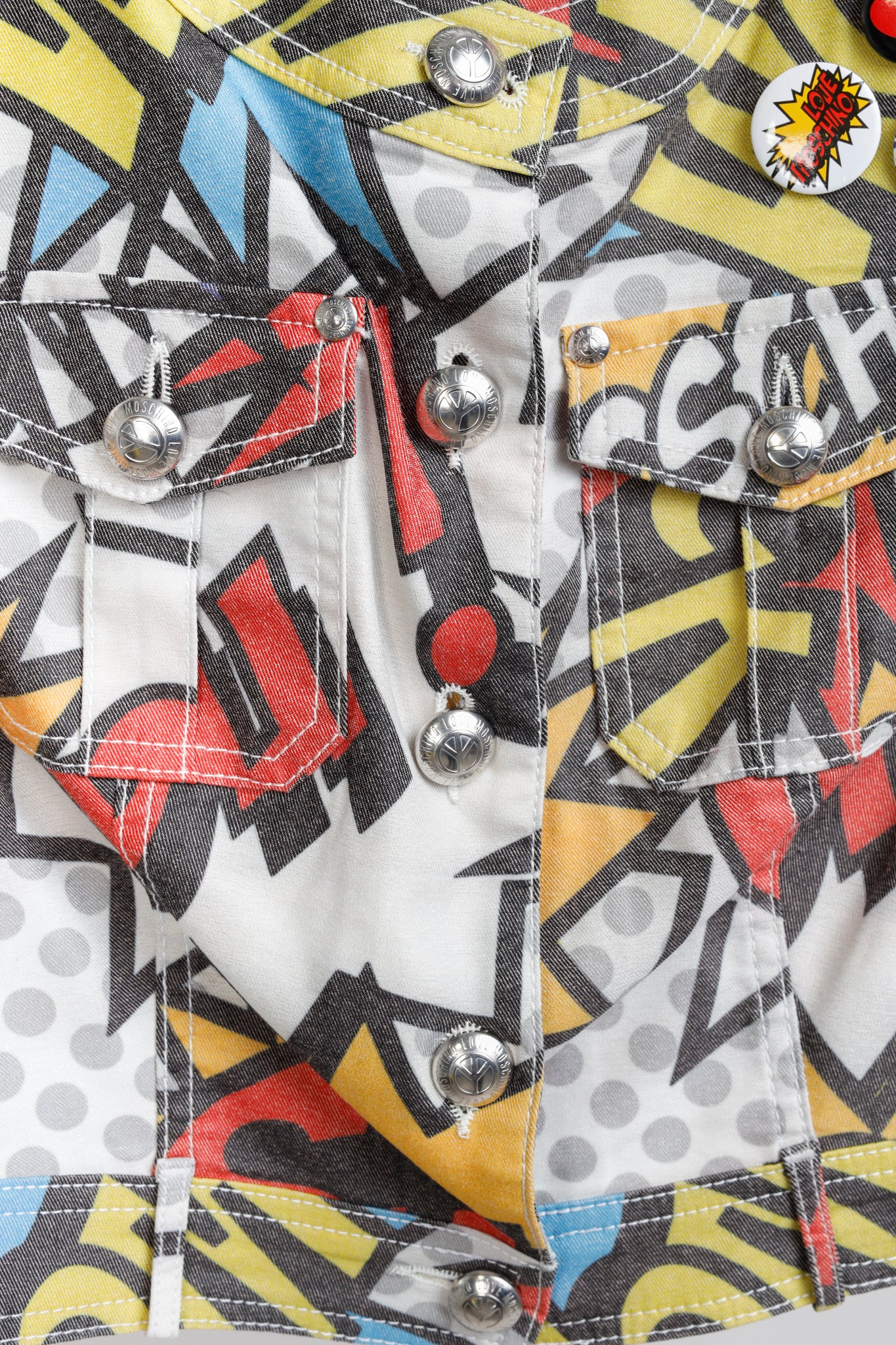 Love Moschino SS/14 Comic Short Sleeve Denim Jacket with Pins