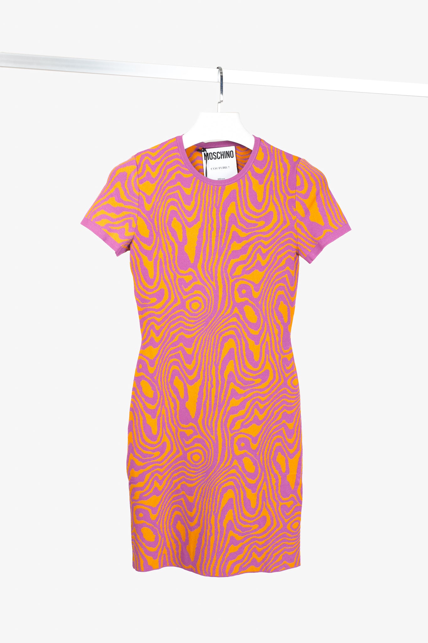 Moschino PF/22 Pink & Orange Fantasy Print Orange Moiré Effect Minidress