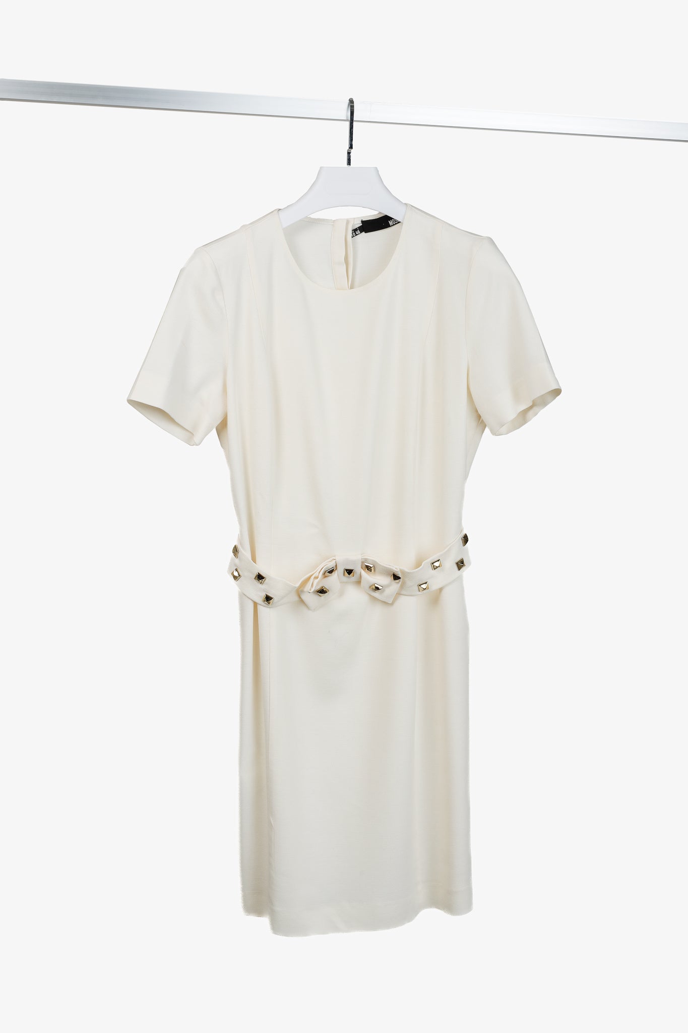 Love Moschino Cream Studded-Bow Mini Dress