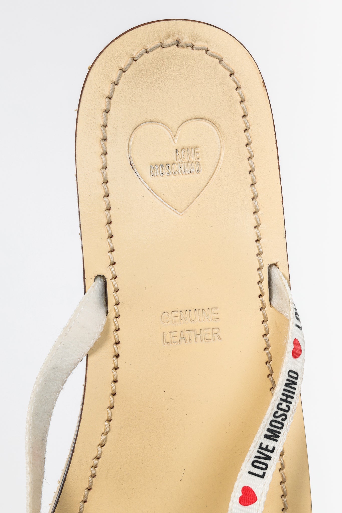 Love Moschino Black PVC Logo-Strap Thong Sandals