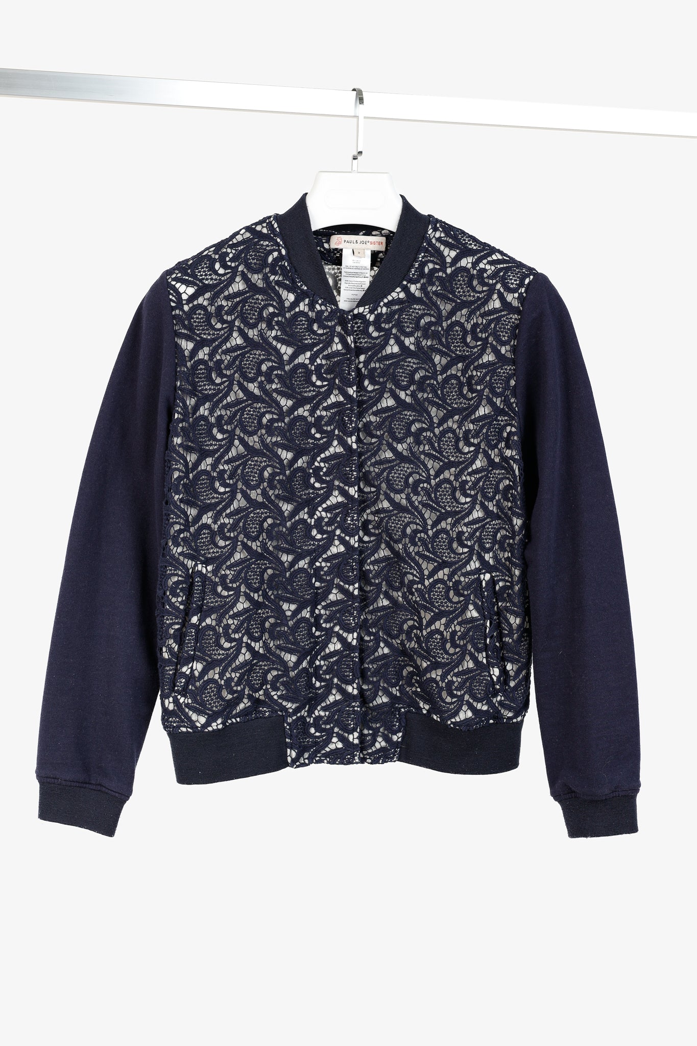 Paul & Joe Sister Navy Lace Bomber Jacket