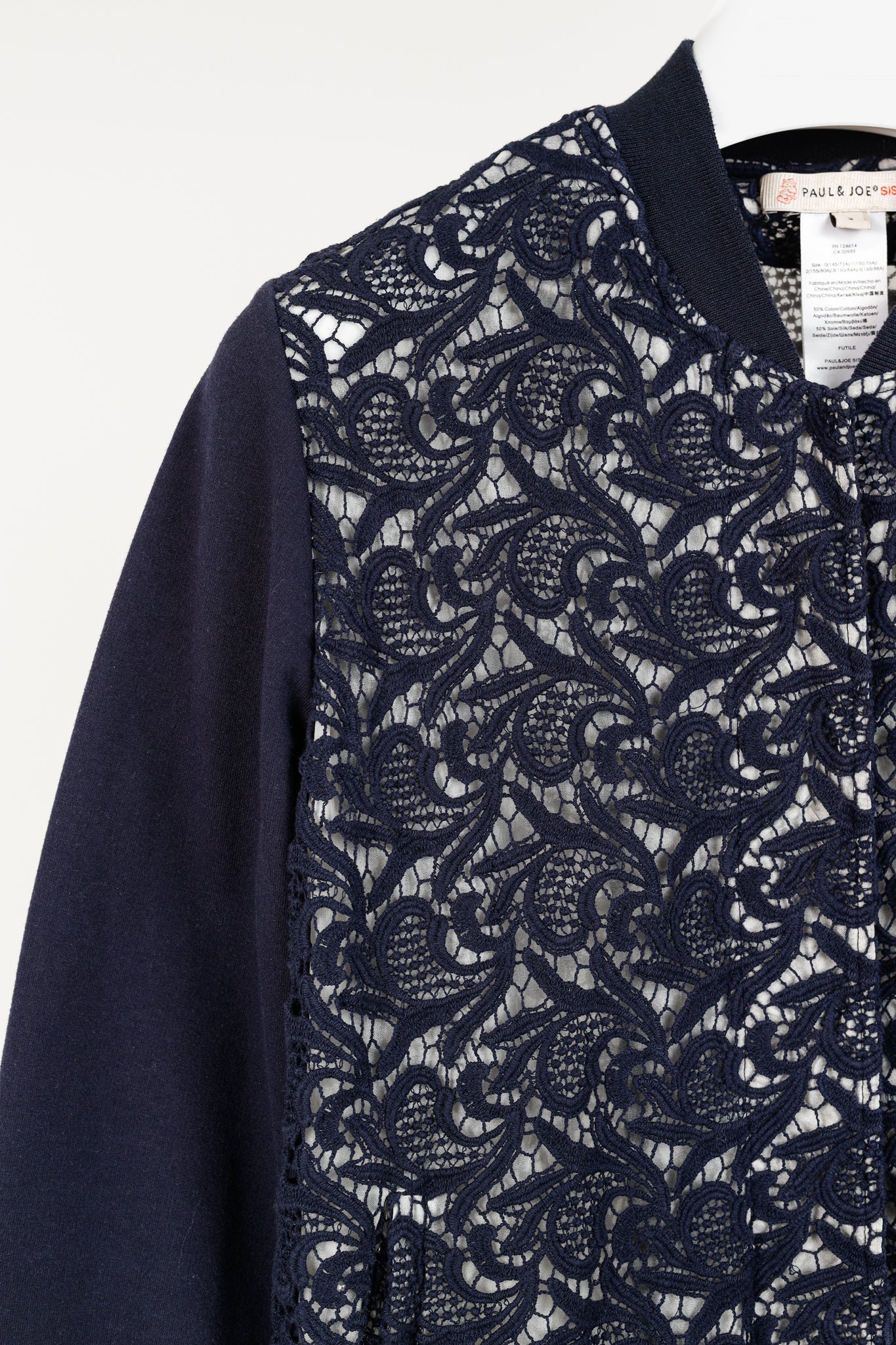 Paul & Joe Sister Navy Lace Bomber Jacket