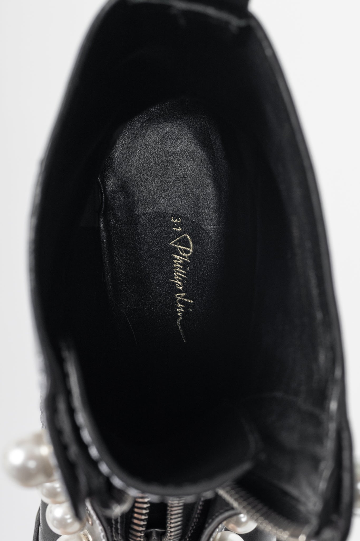 3.1 Phillip Lim Hayett Black Leather Pearl Zip-Up Boots