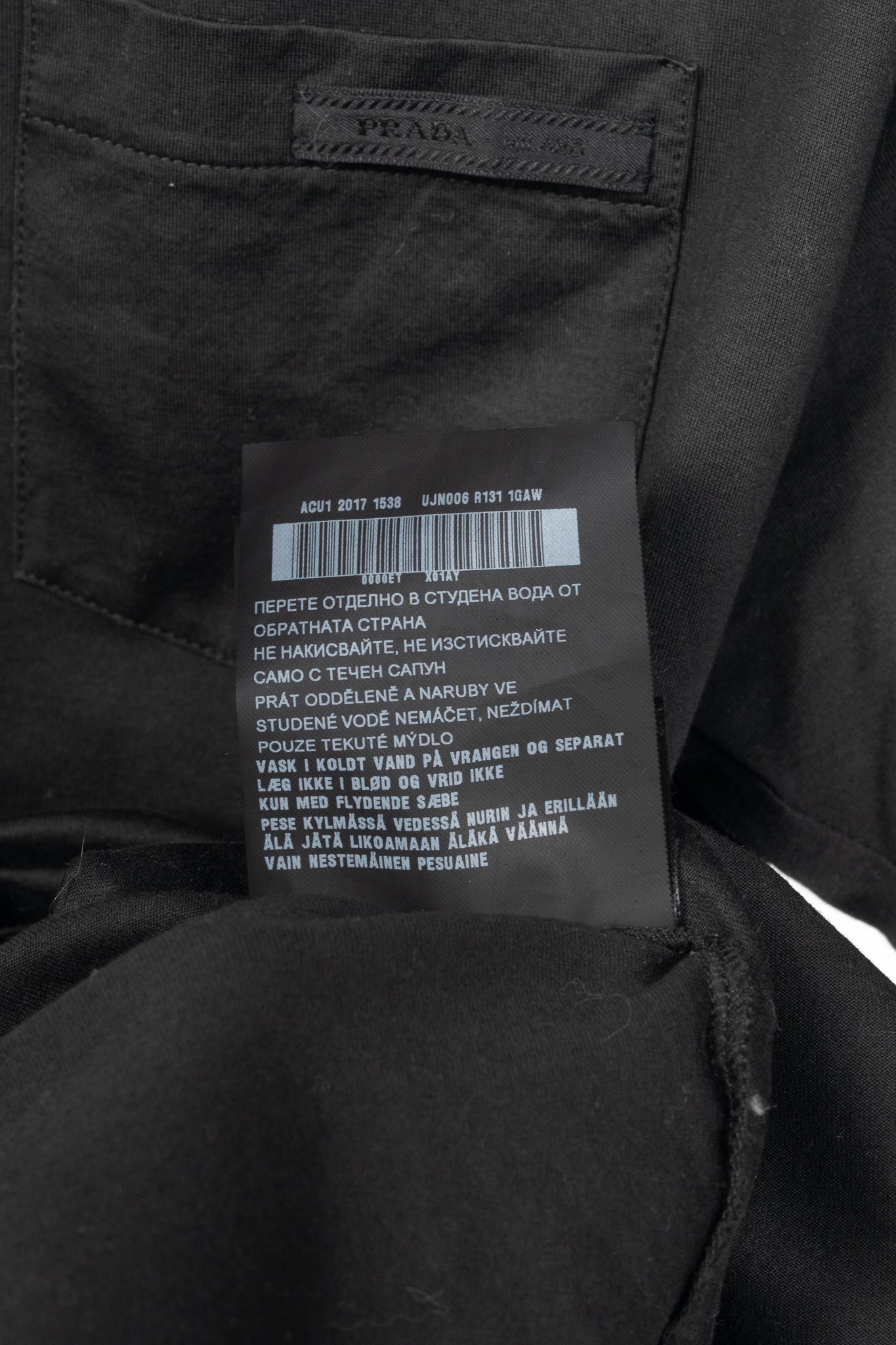 Prada Black Cotton-Jersey Pocket T-Shirt