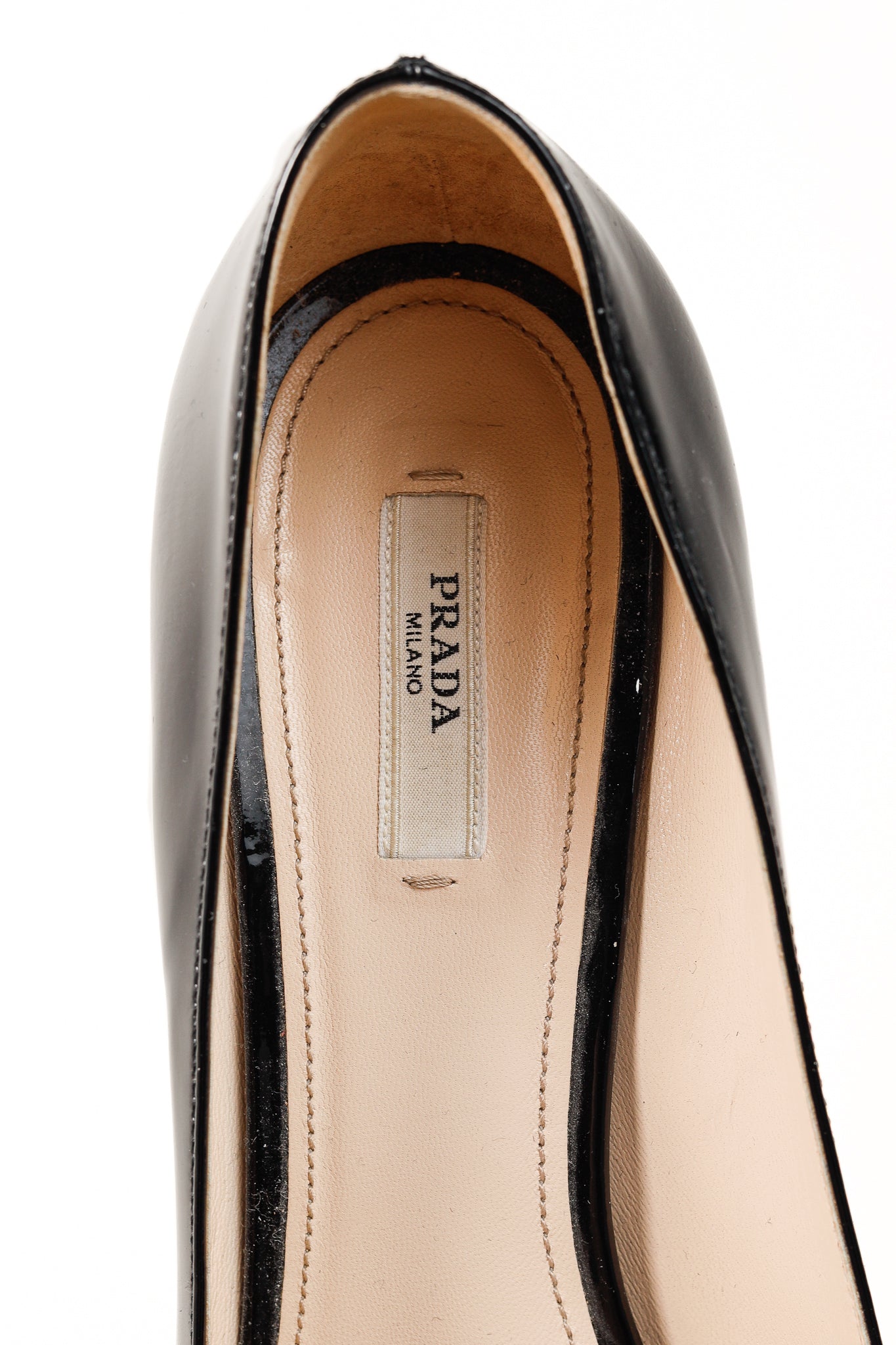 Prada Nero Vernice Peep-Toe Platform Pumps